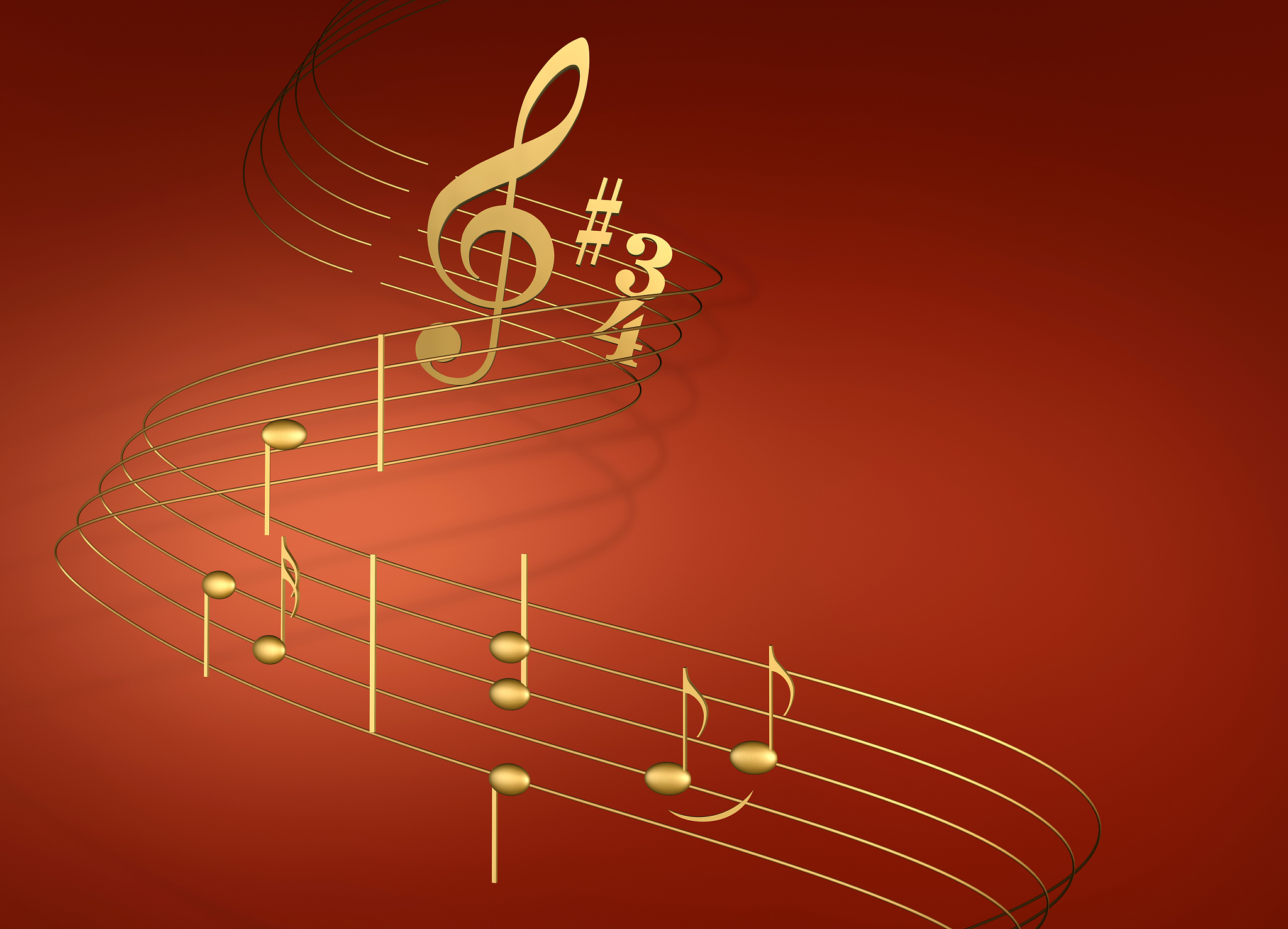 musical notes on red