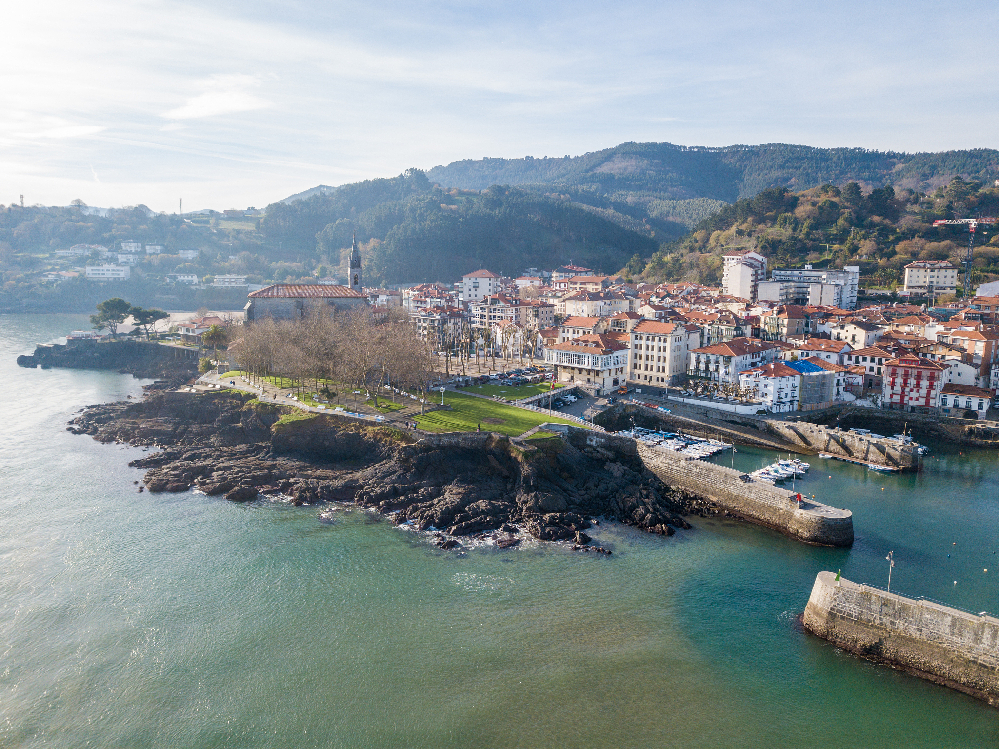aerial view of mundaka fishing town