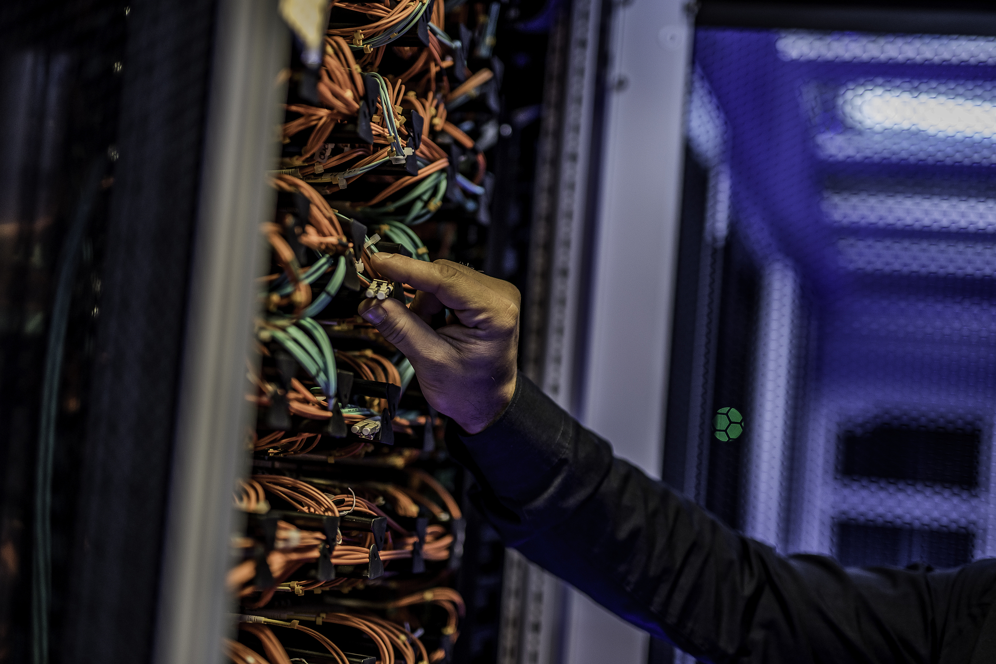 adjusting cable connections on a server module