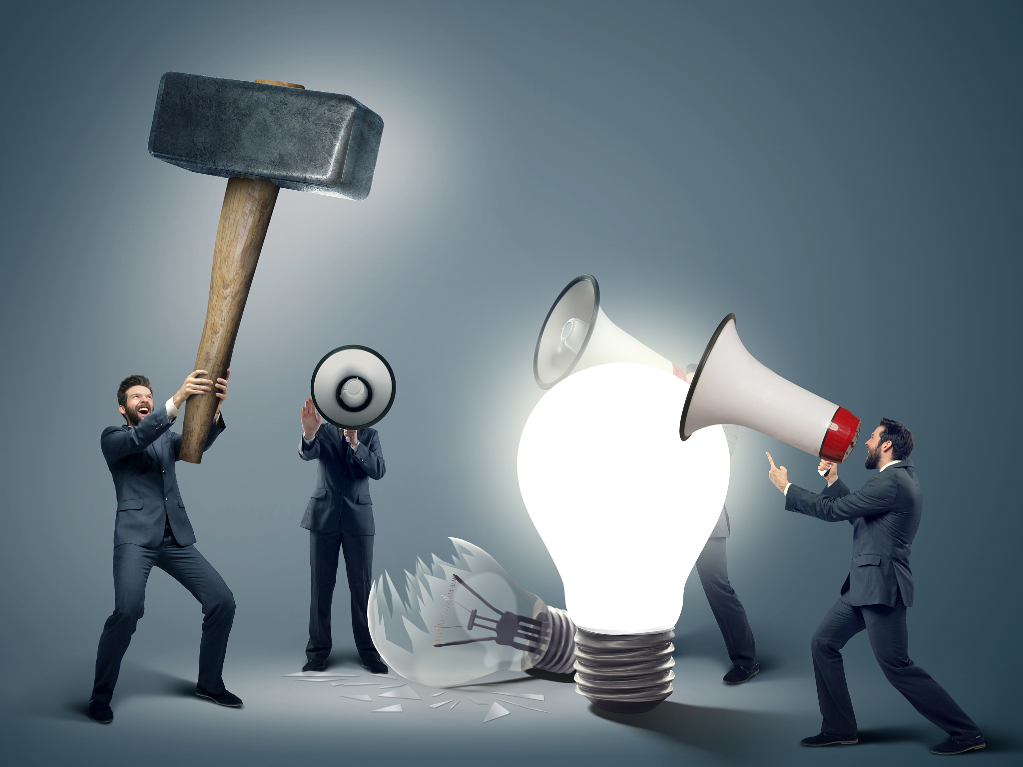 conceptual image of smart businessmen with symbols