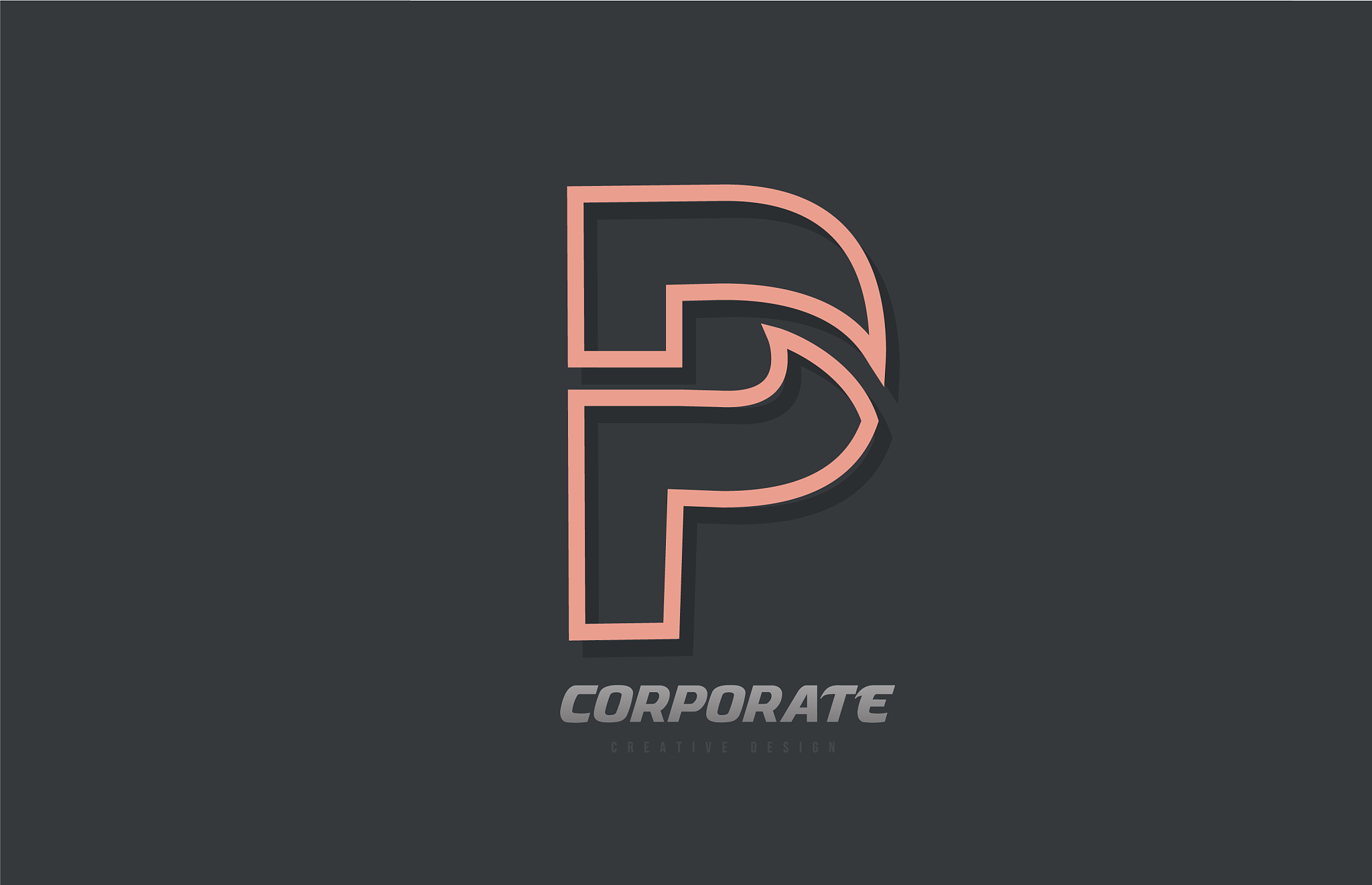 p alphabet letter line company business brown
