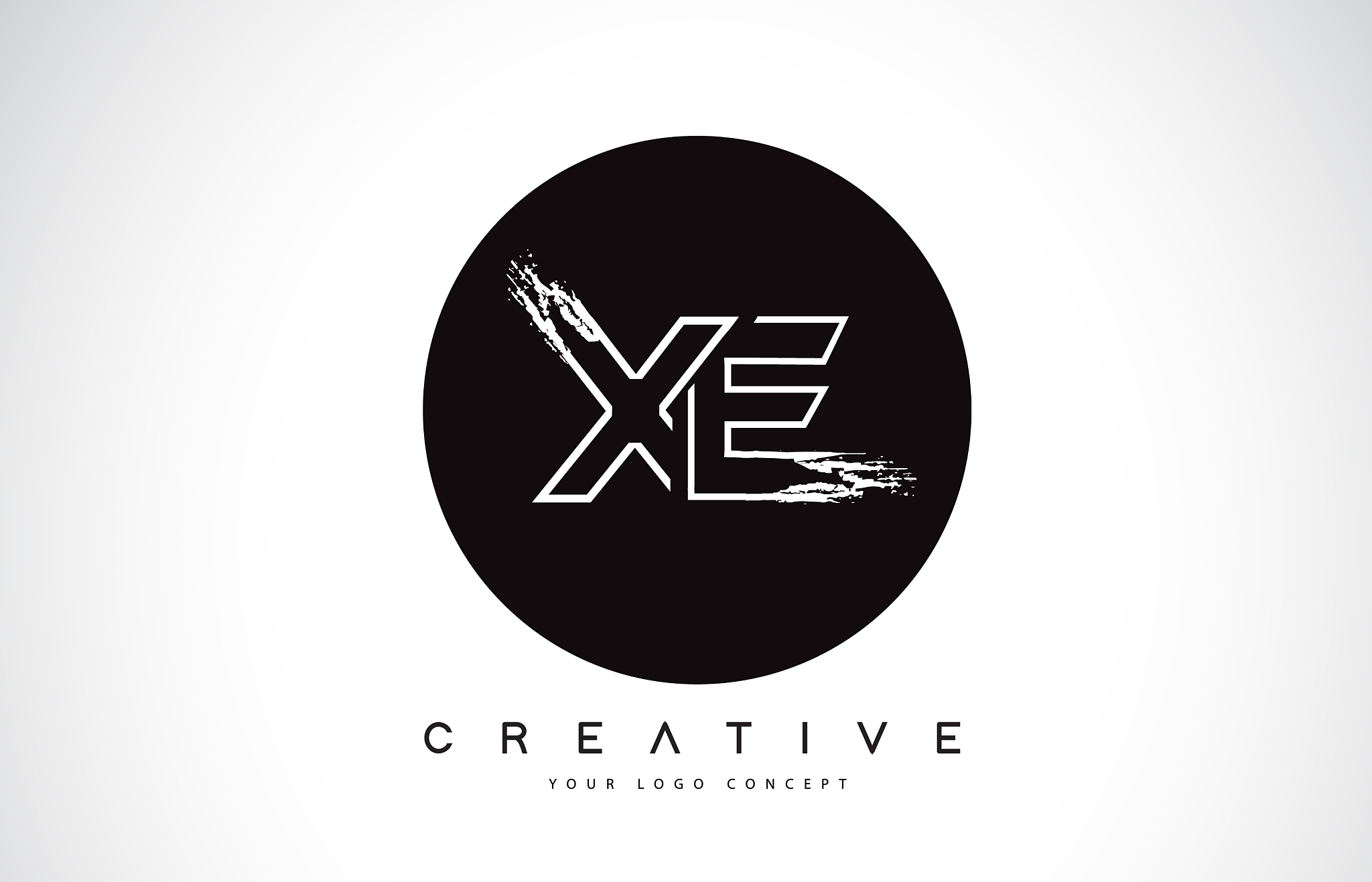 xe modern leter logo design with black and white