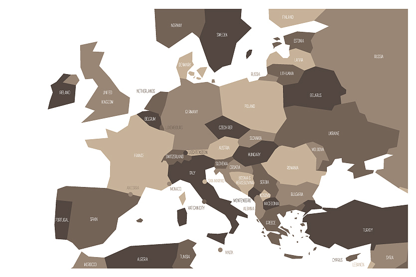 political map of central and southern europe