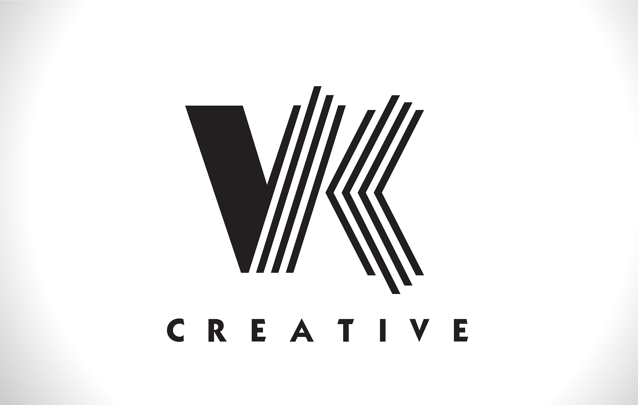 vk logo letter with black lines design line letter