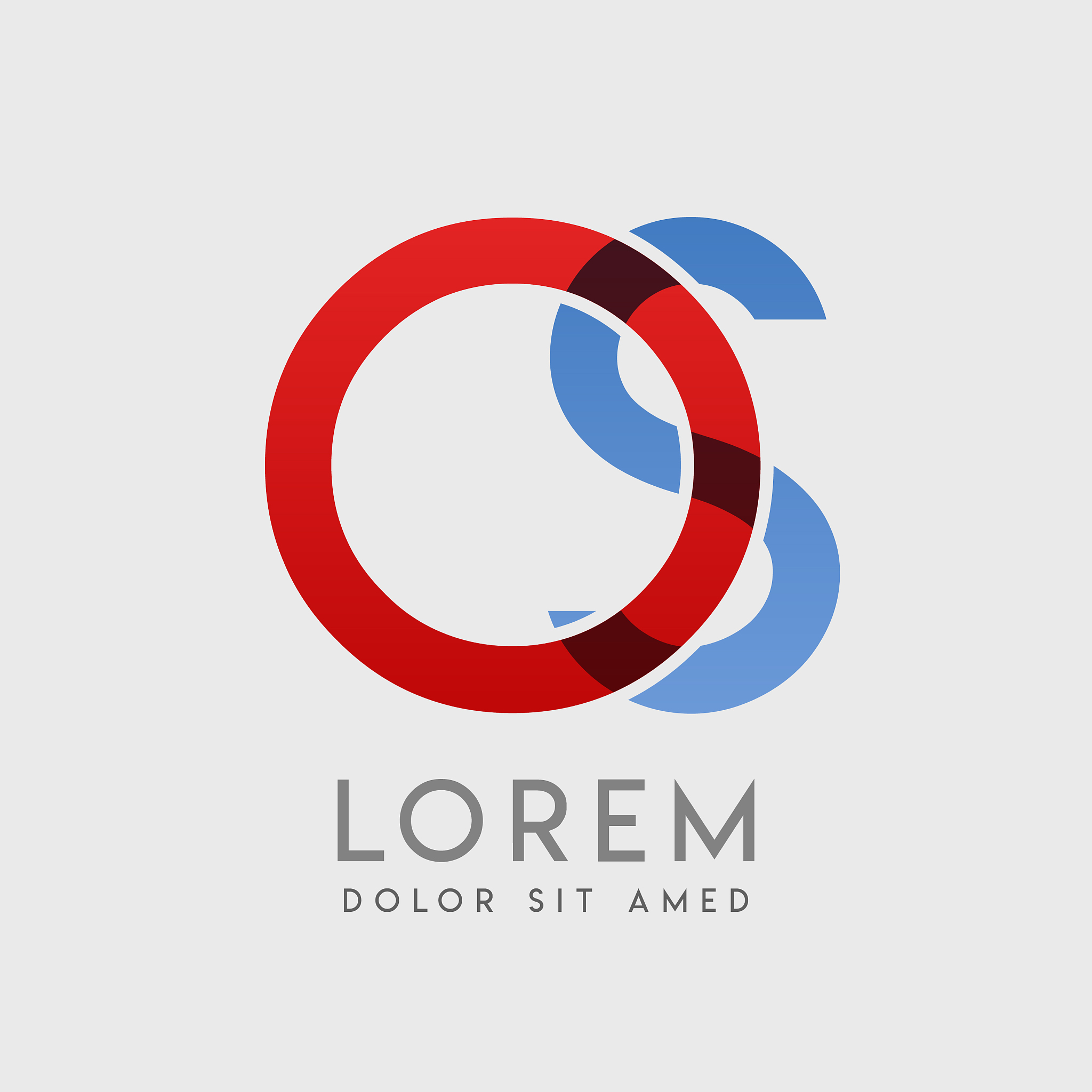 os logo letters with blue and red gradation