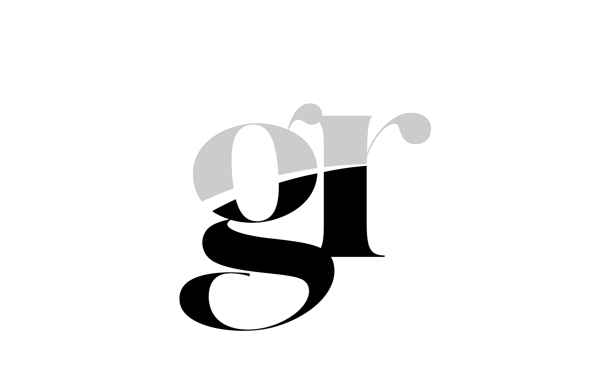 alphabet letter gr g r black and white logo icon