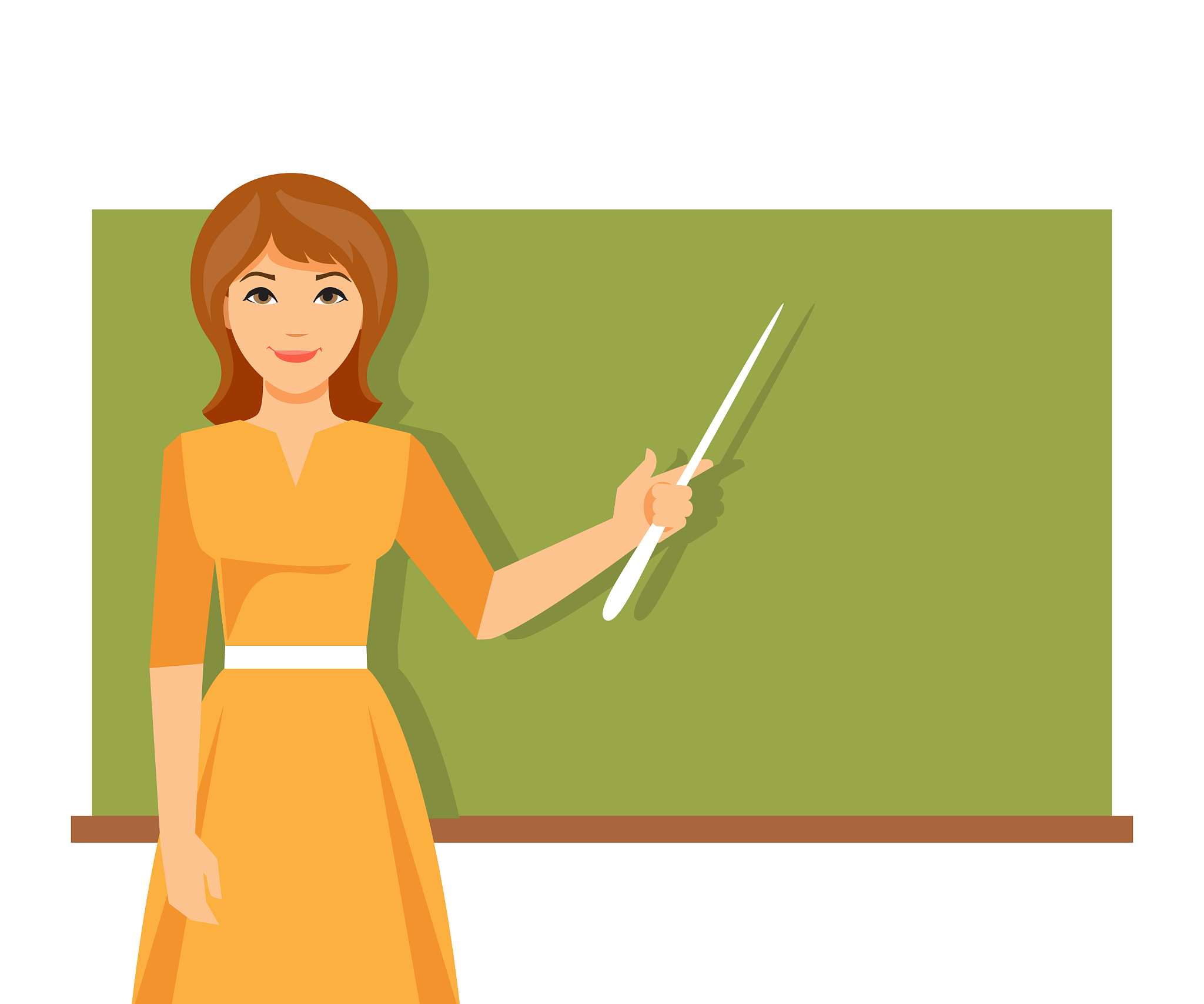 teacher near blackboard