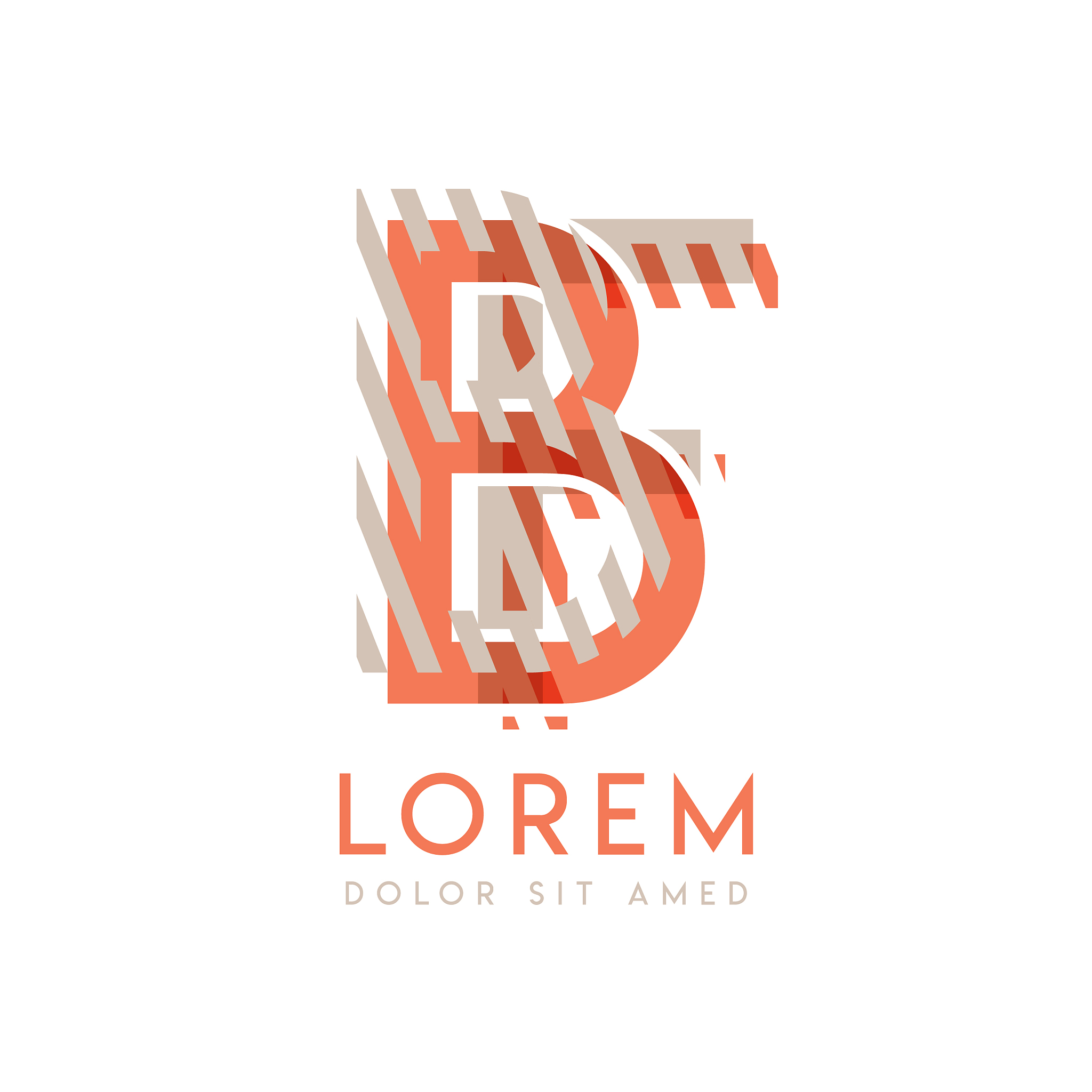 colorful logo design with pink orange and gray