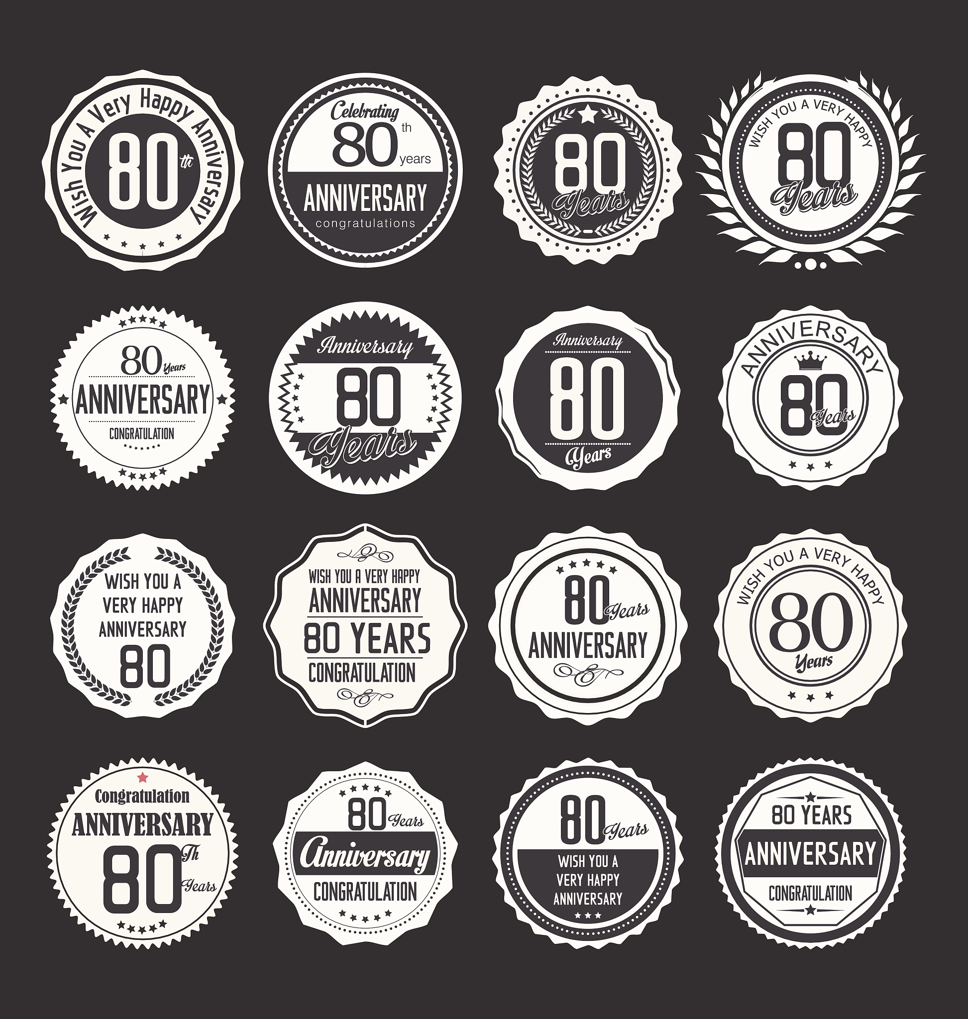 anniversary design, 80 years