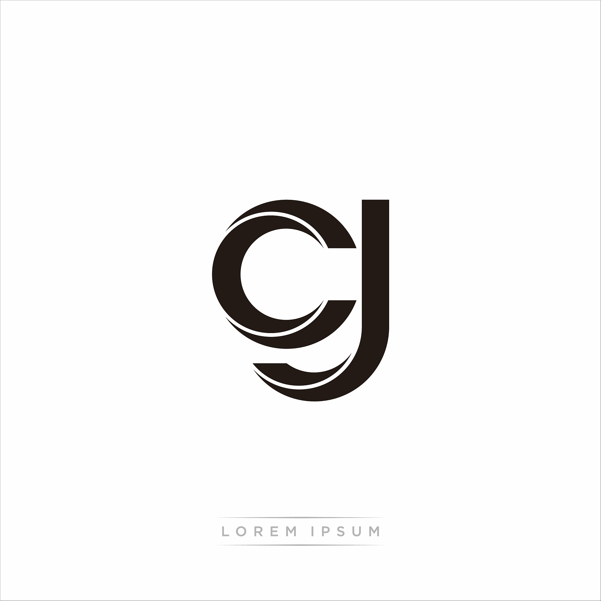 cj initial letter split lowercase modern monogram