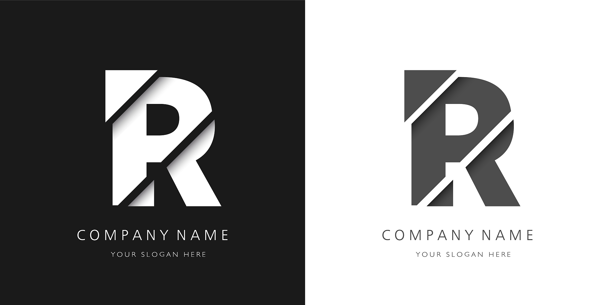 r letter modern logo broken design