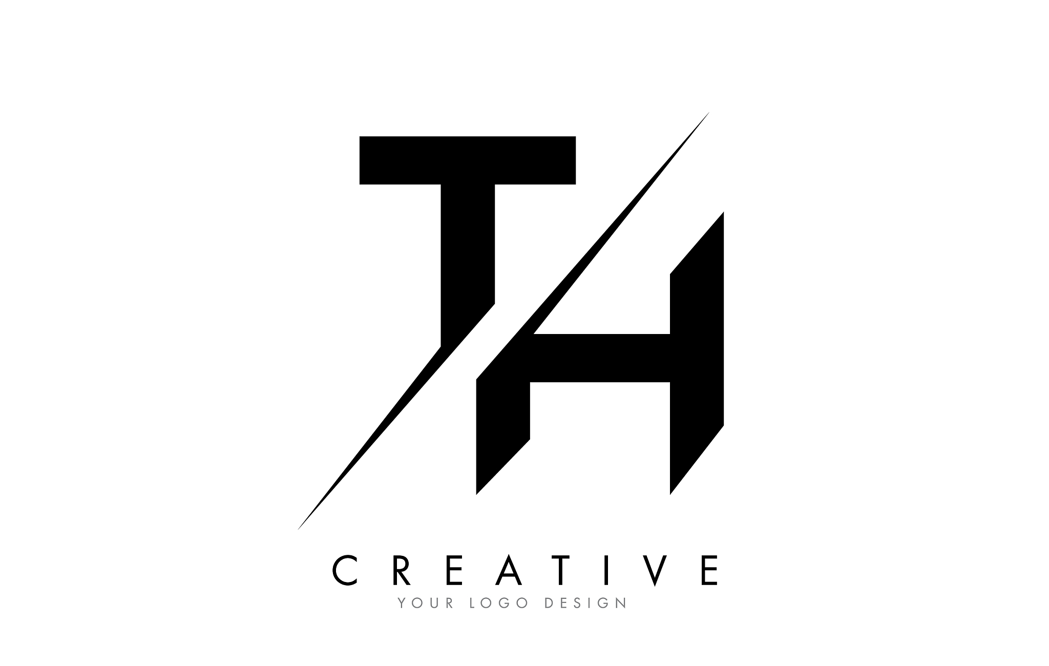 th t h letter logo design with a creative cut