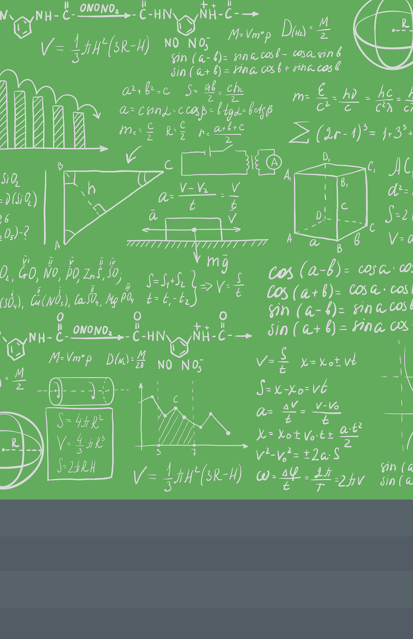 background of white blackboard with mathematical equations