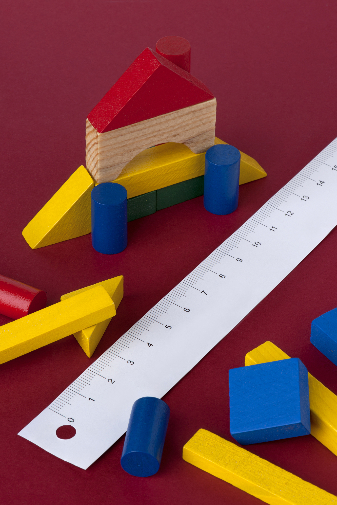 building blocks and white ruler
