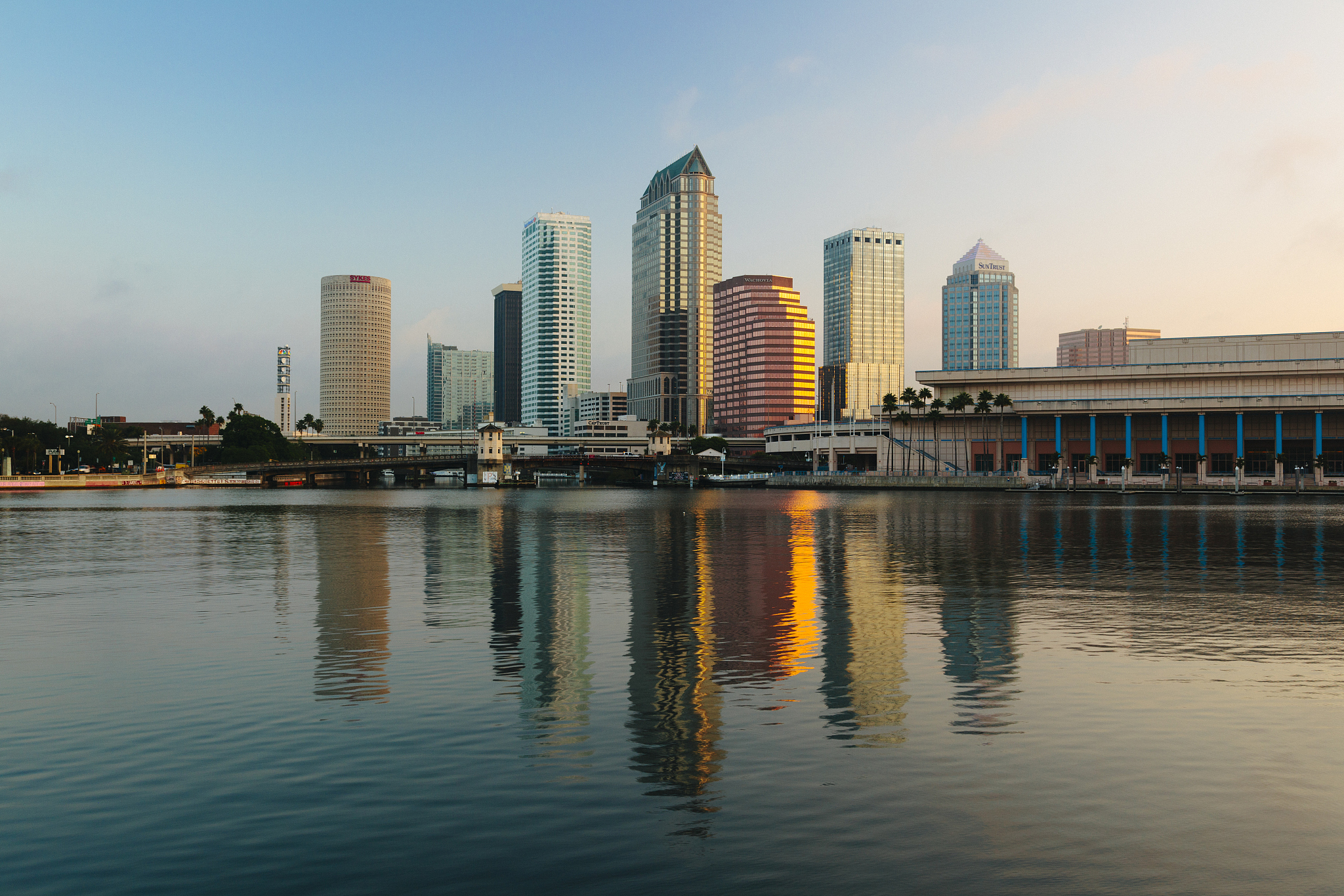 usa, florida, tampa, downtown in the evening