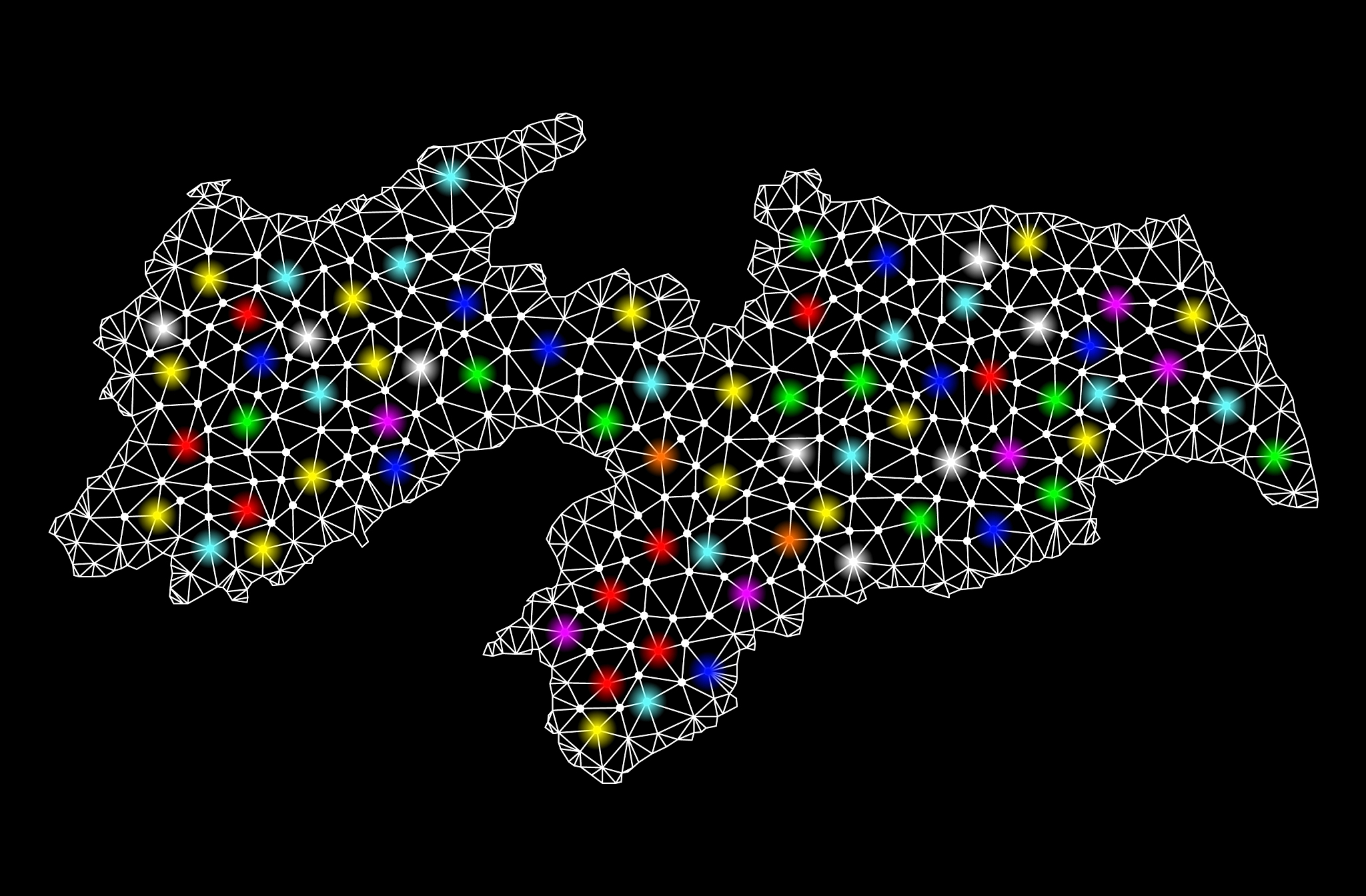 mesh network map of paraiba state with bright