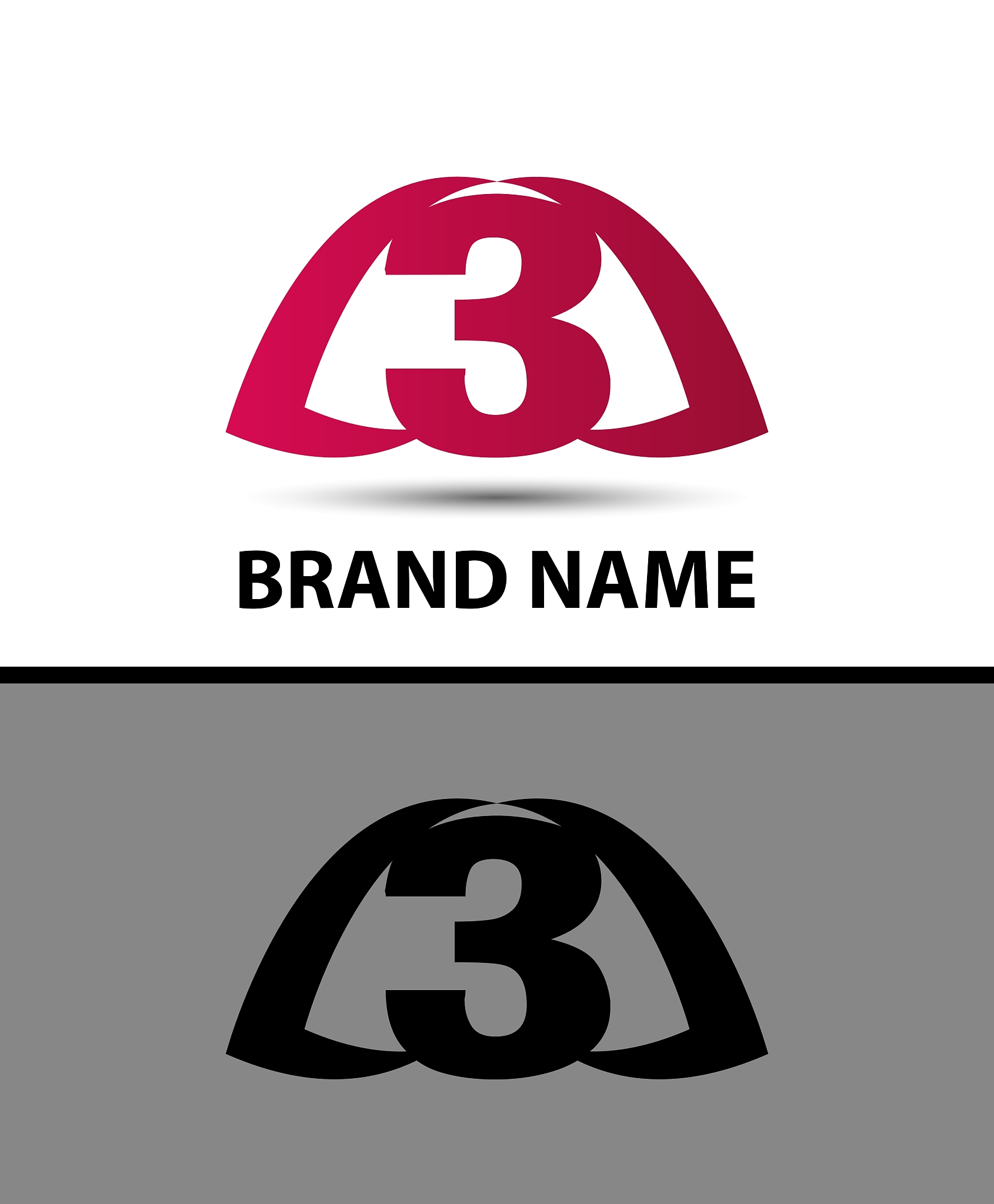 number logo design logo 3 template