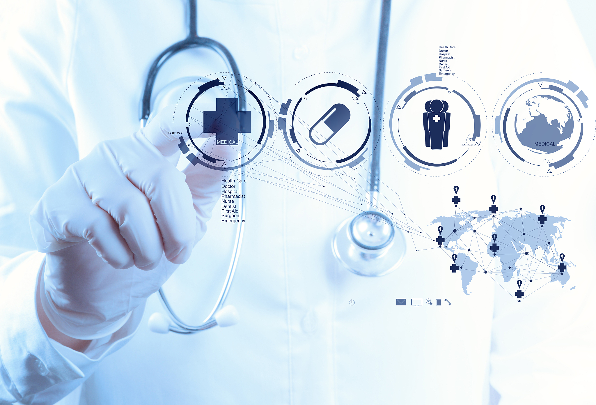 medicine doctor hand working with modern computer interface
