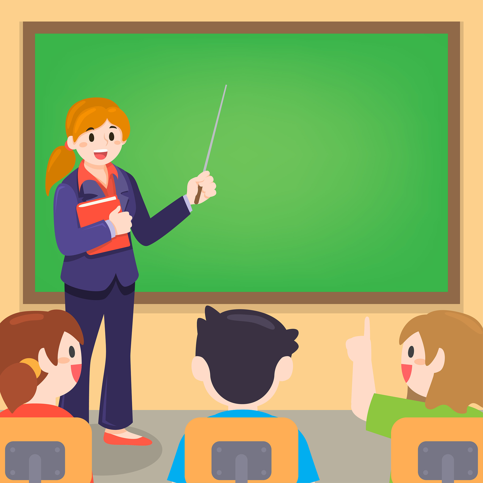 teacher and student on lesson at classroom, teaching and studyin