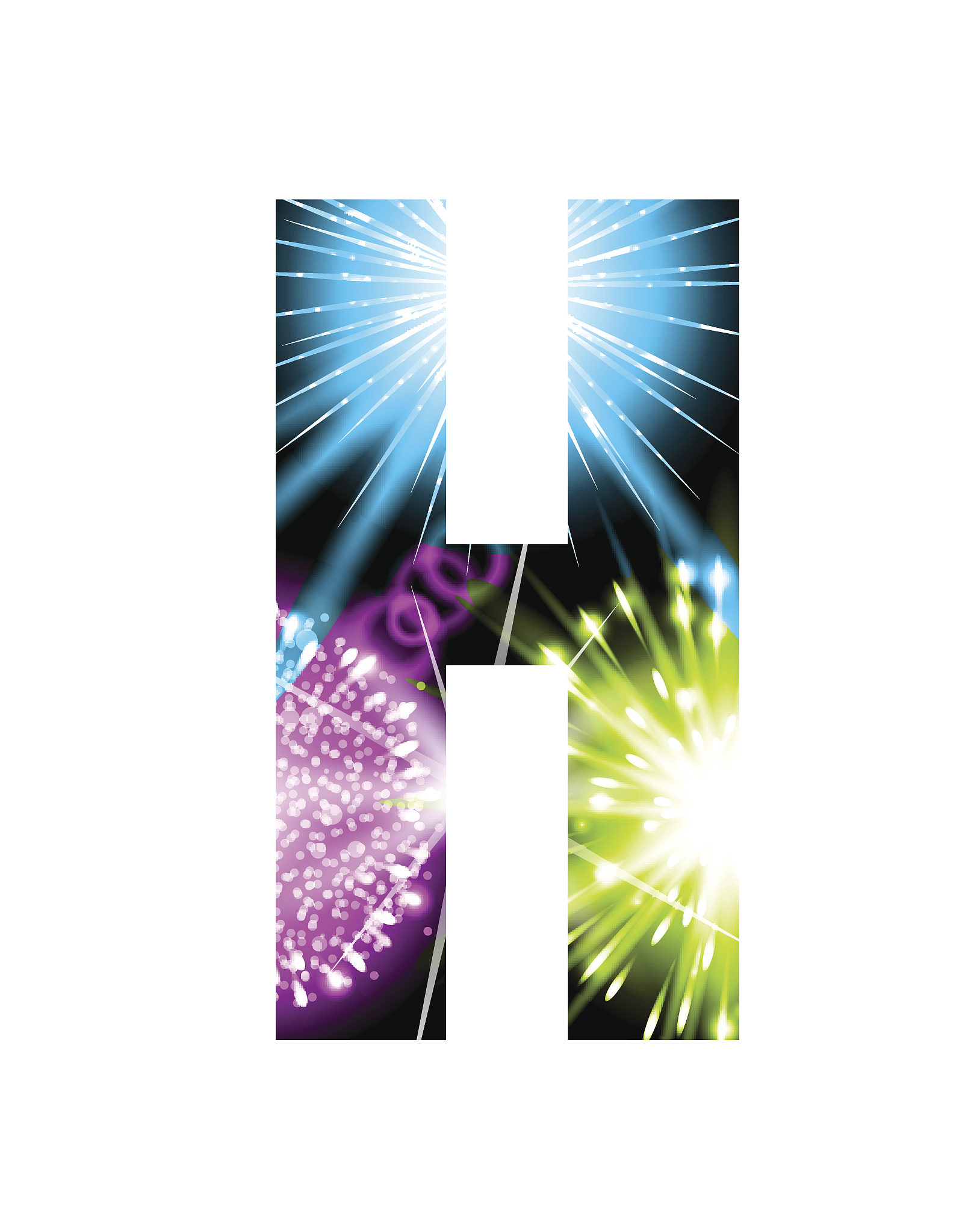 sparkler firework letter isolated on white background. vector de