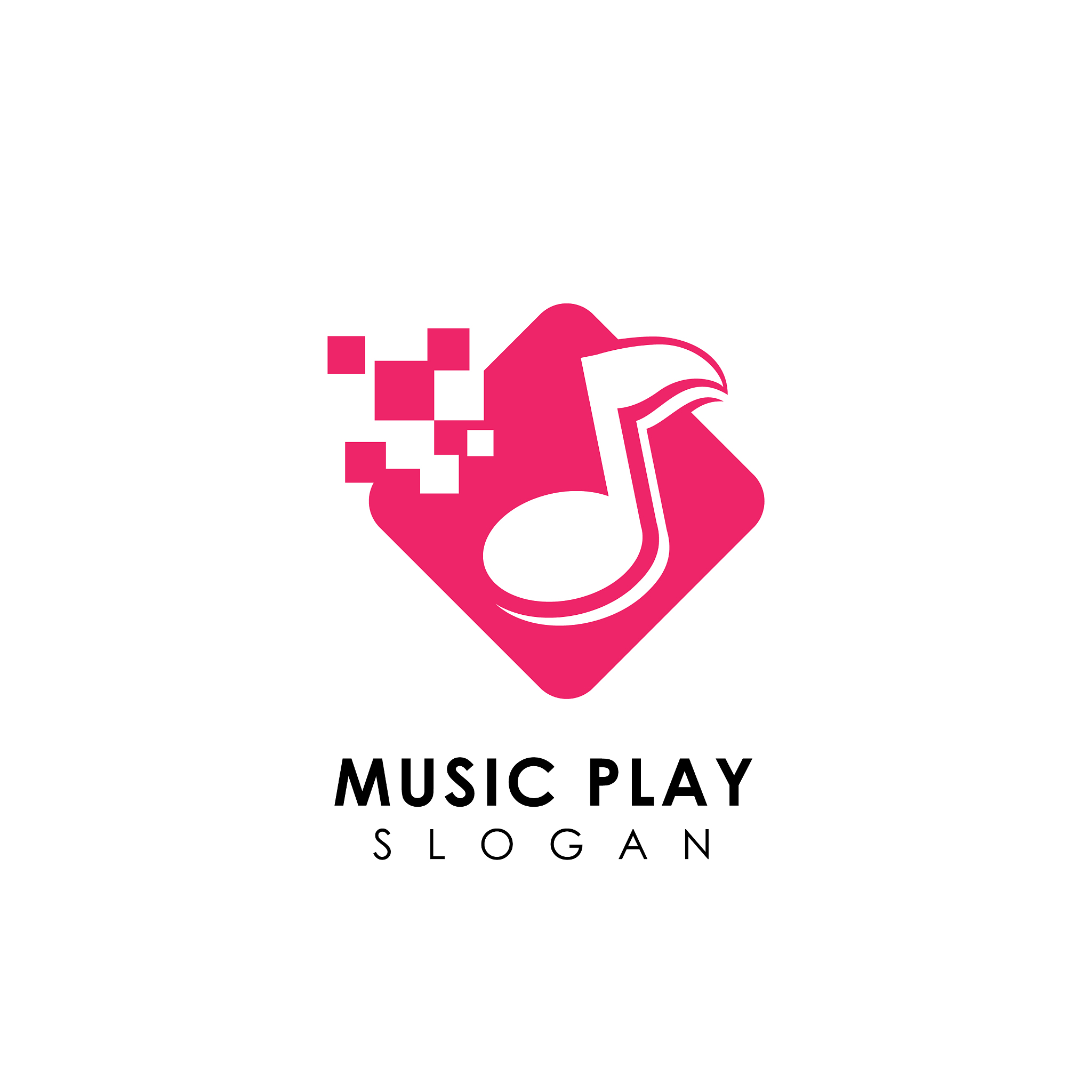 pixel music logo design template music icon