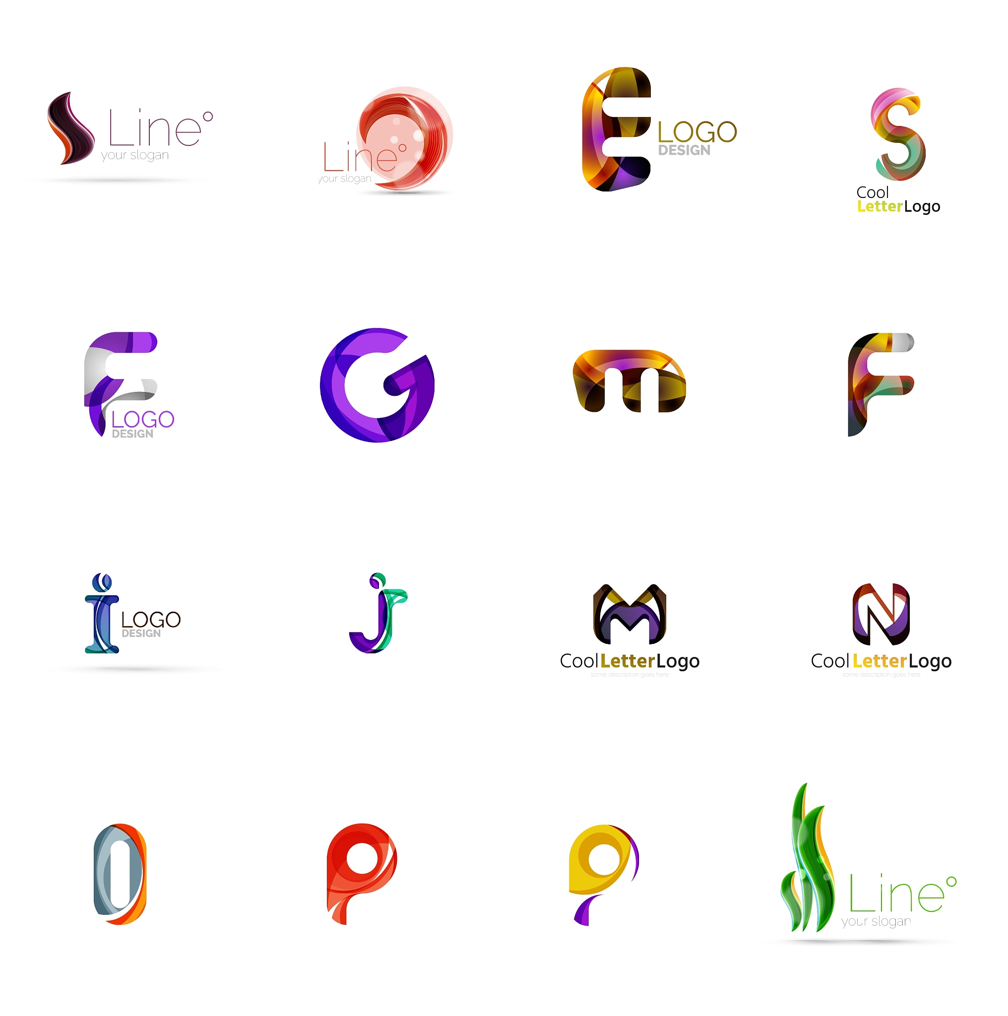 set of universal company logo ideas business icon