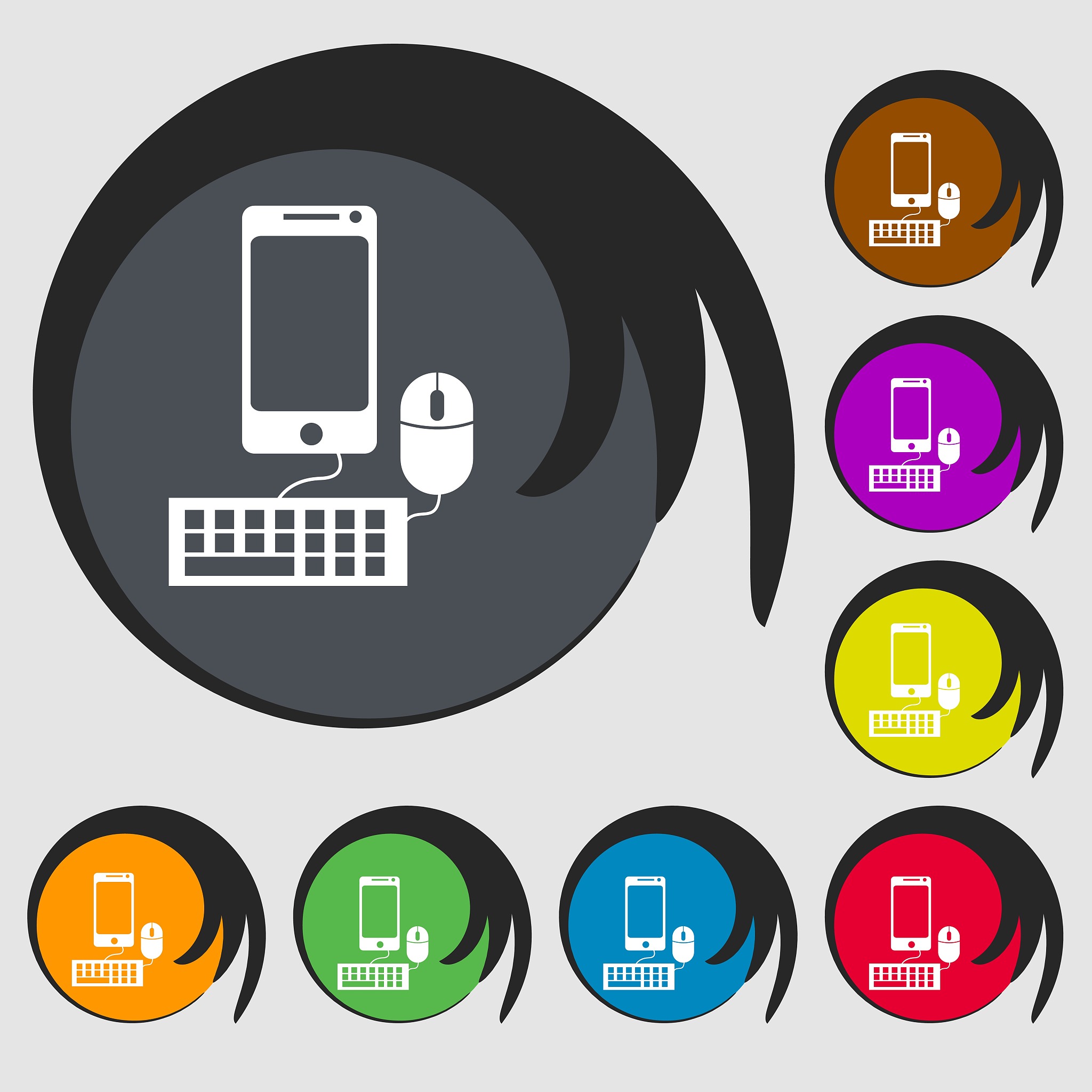 smartphone widescreen monitor, keyboard, mouse sign icon. symbol