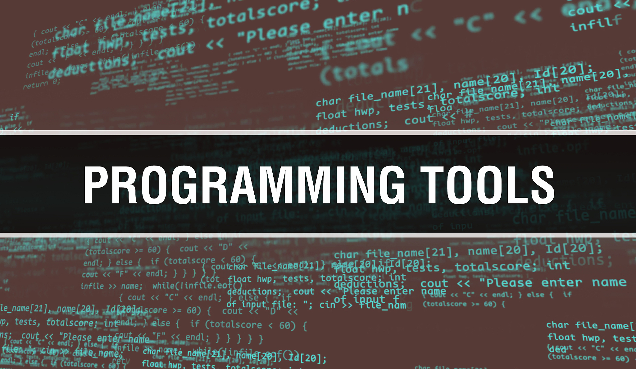 programming tools concept with random parts of program code. pro