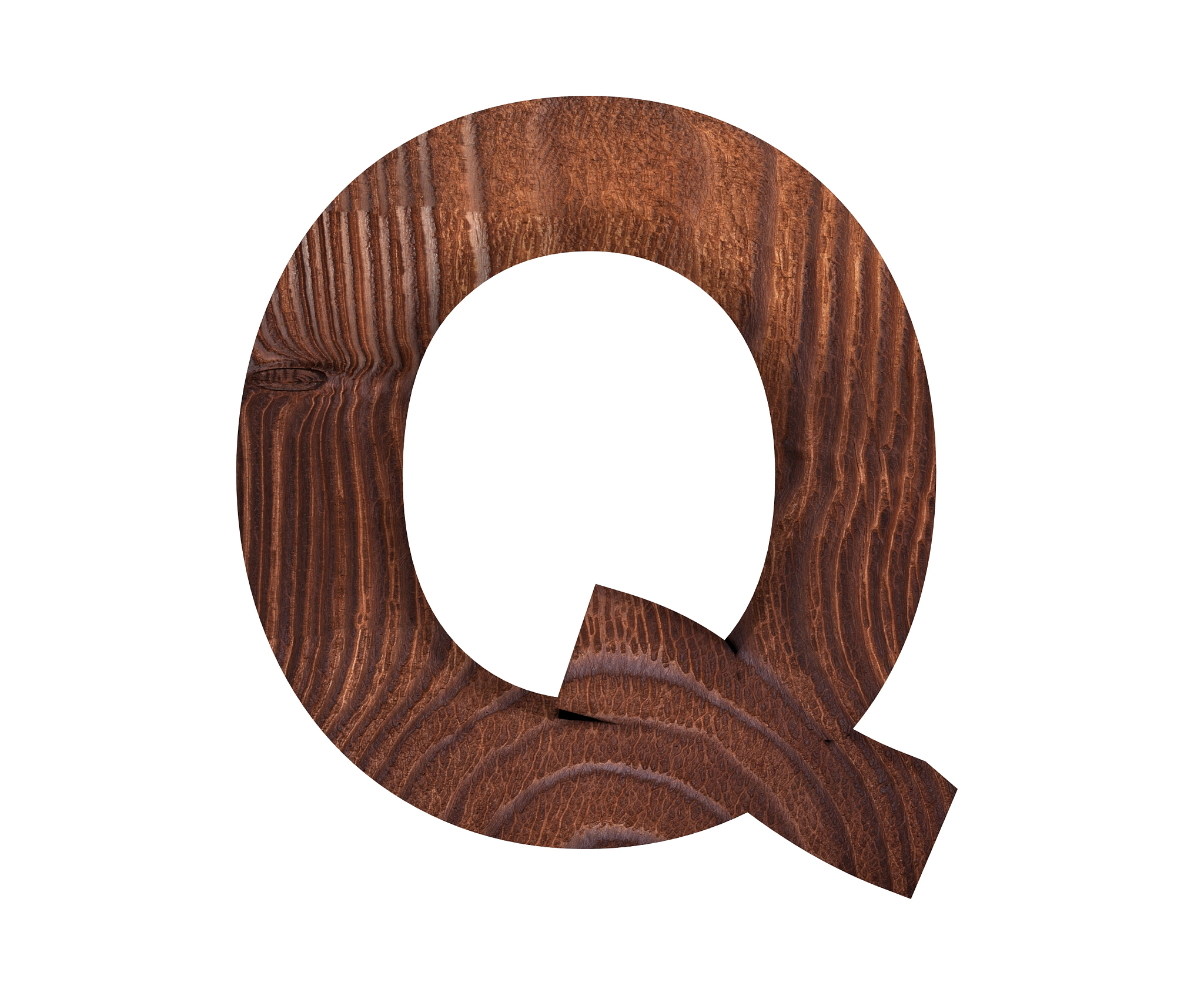 3d decorative wooden alphabet, capital letter q