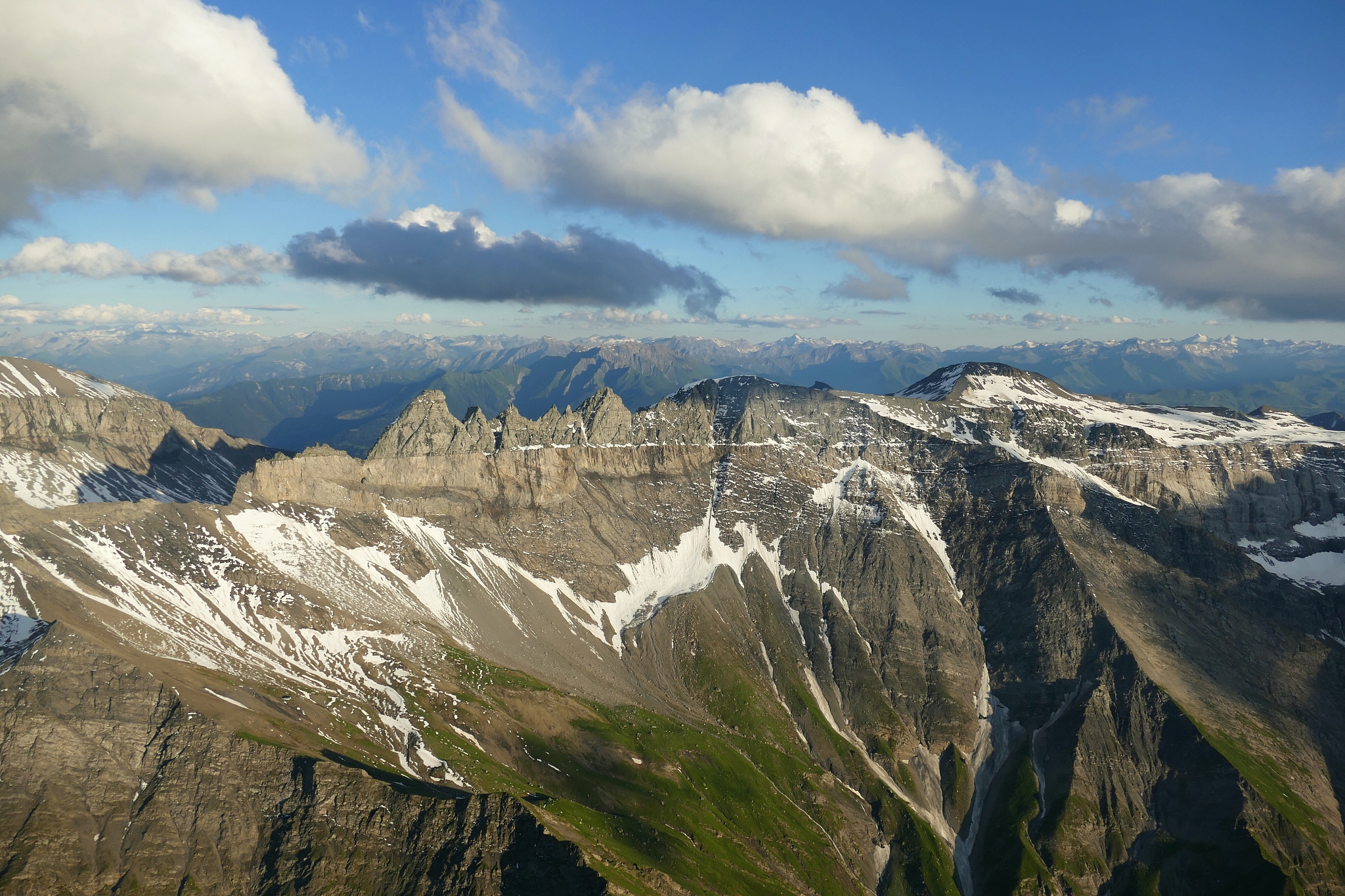 panoramic high angle view of the european alps