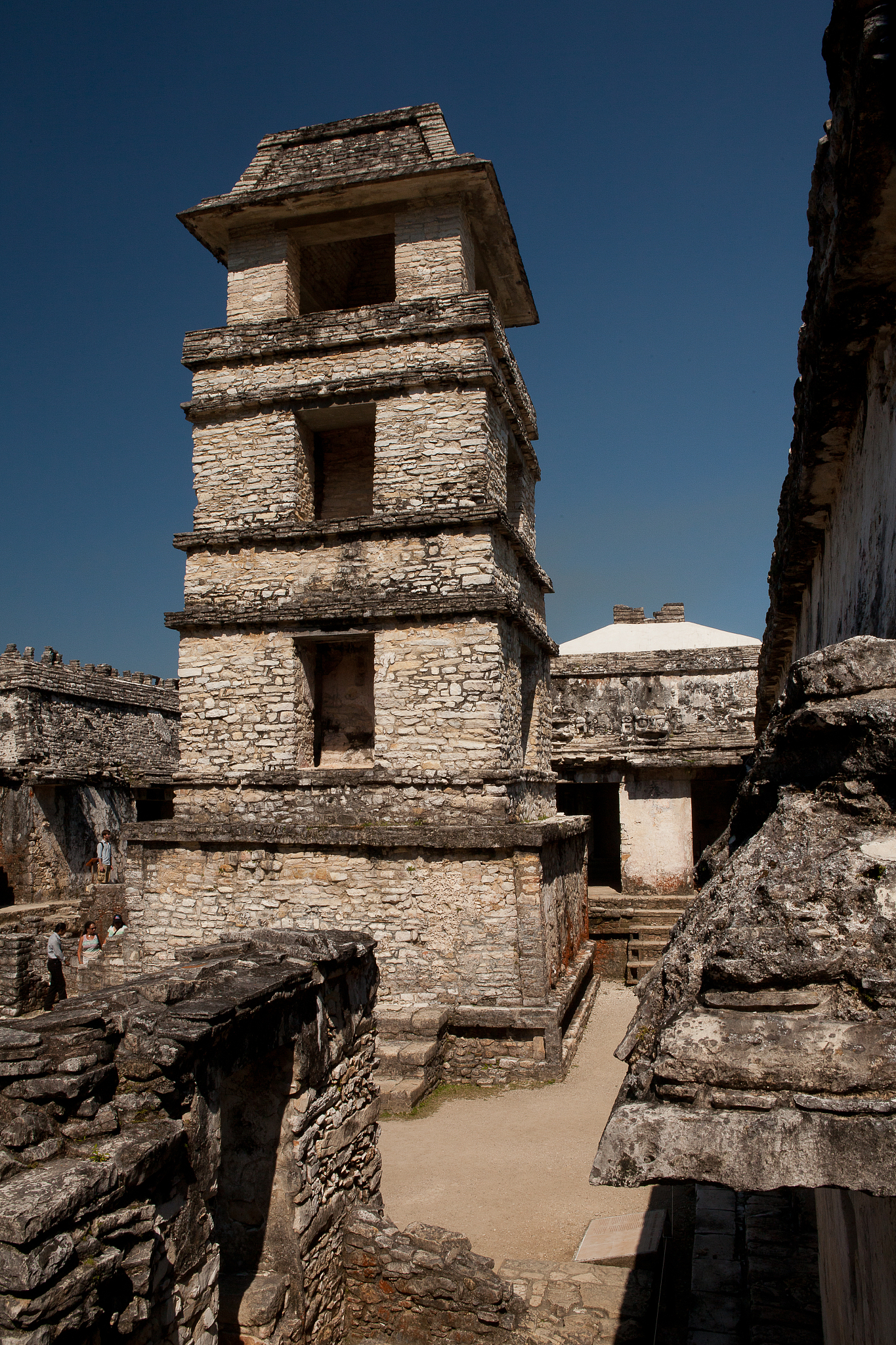 the palace buidling at the ancient mayan site of palenque, chiap