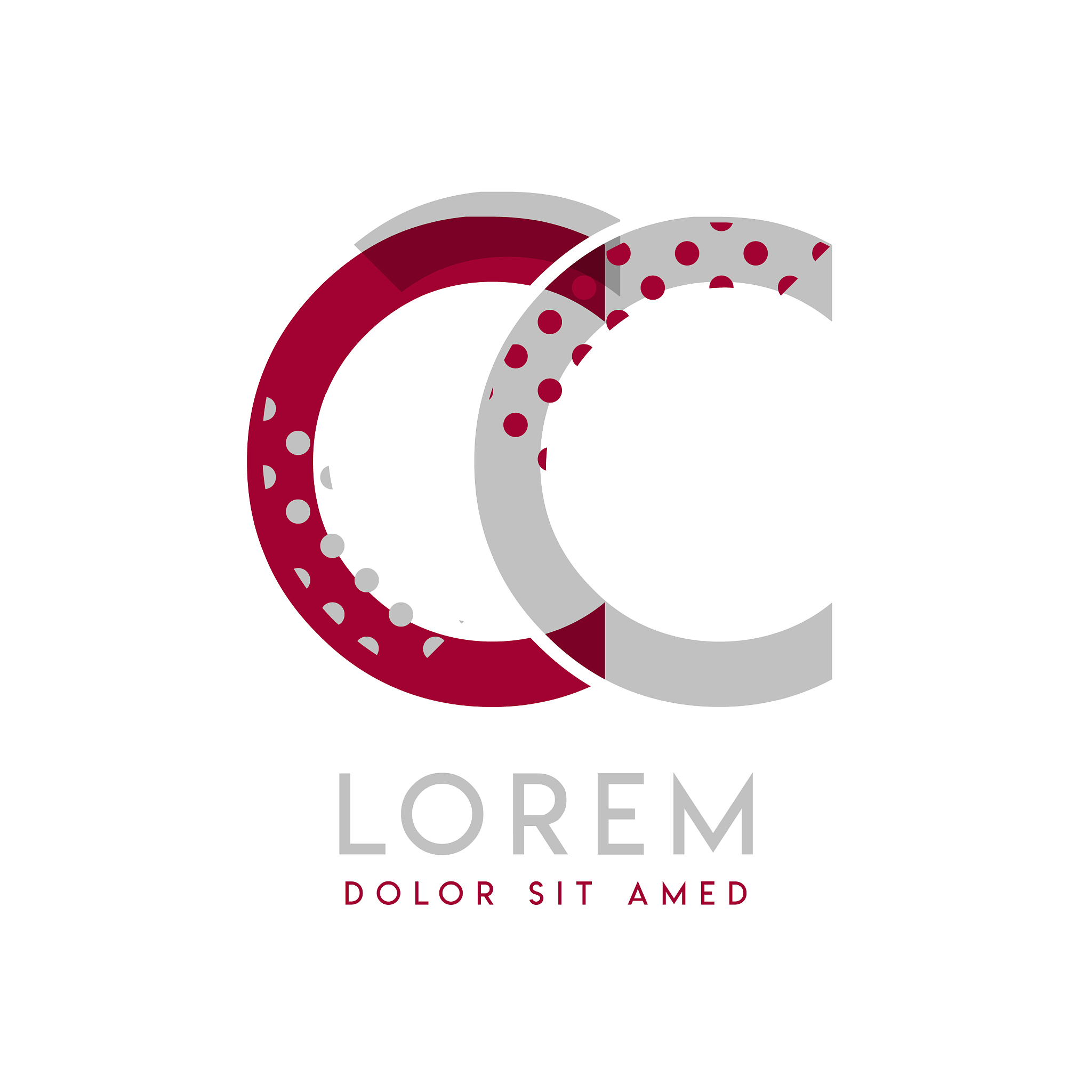 cc simple logo design with gray and maroon color