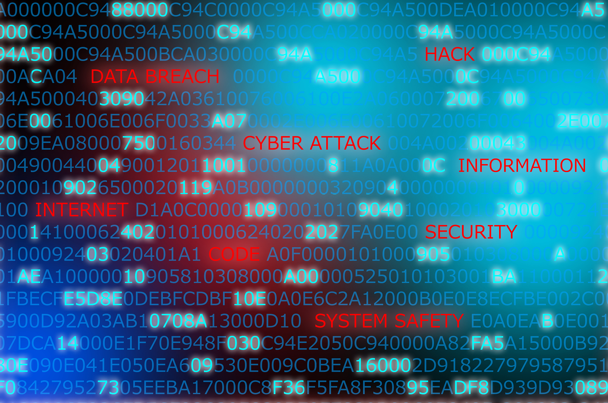 words technology security code computer attack highlighted in ag