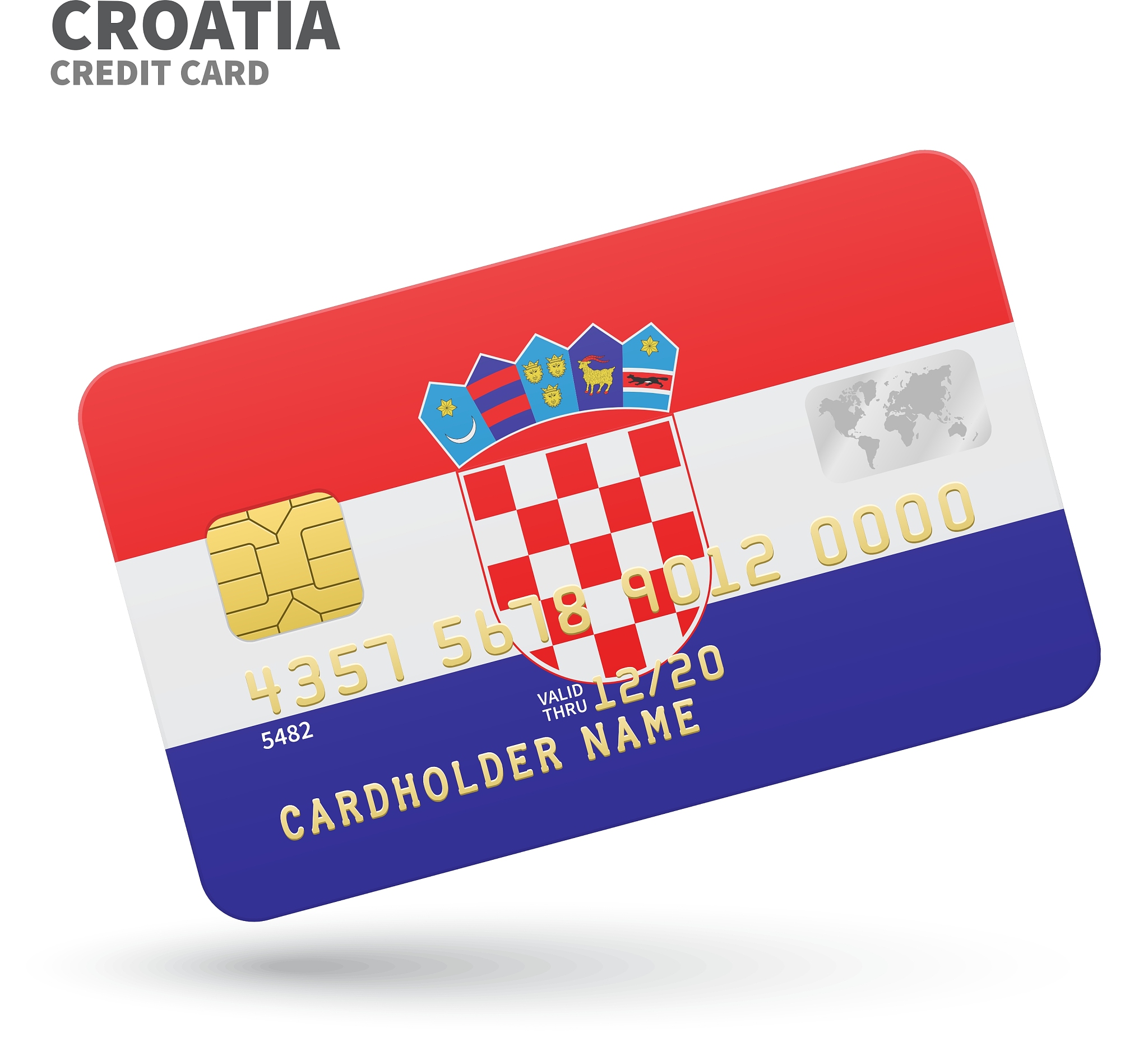 credit card with croatia flag background for bank