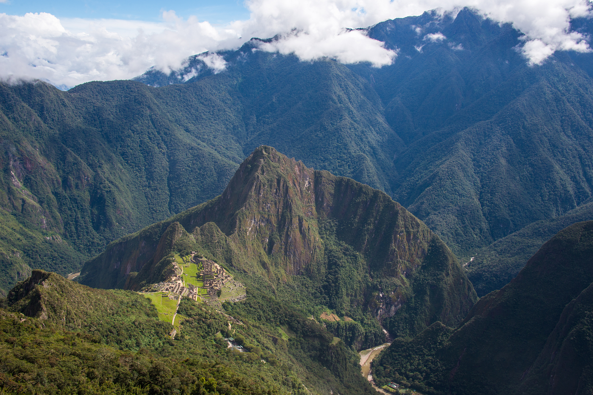 ruins of machu picchu in peru. view from mountain machupicchu