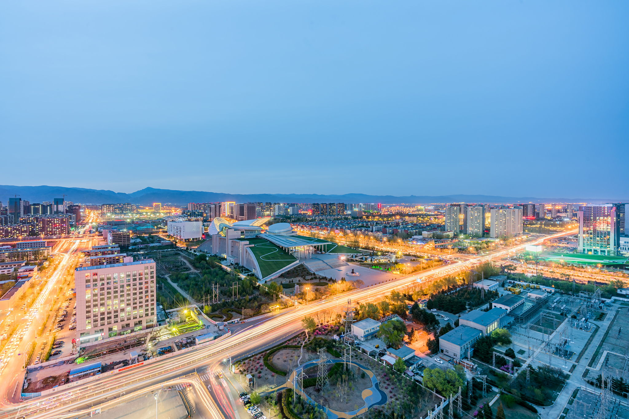 中国内蒙古呼和浩特内蒙古博物院夜景风光