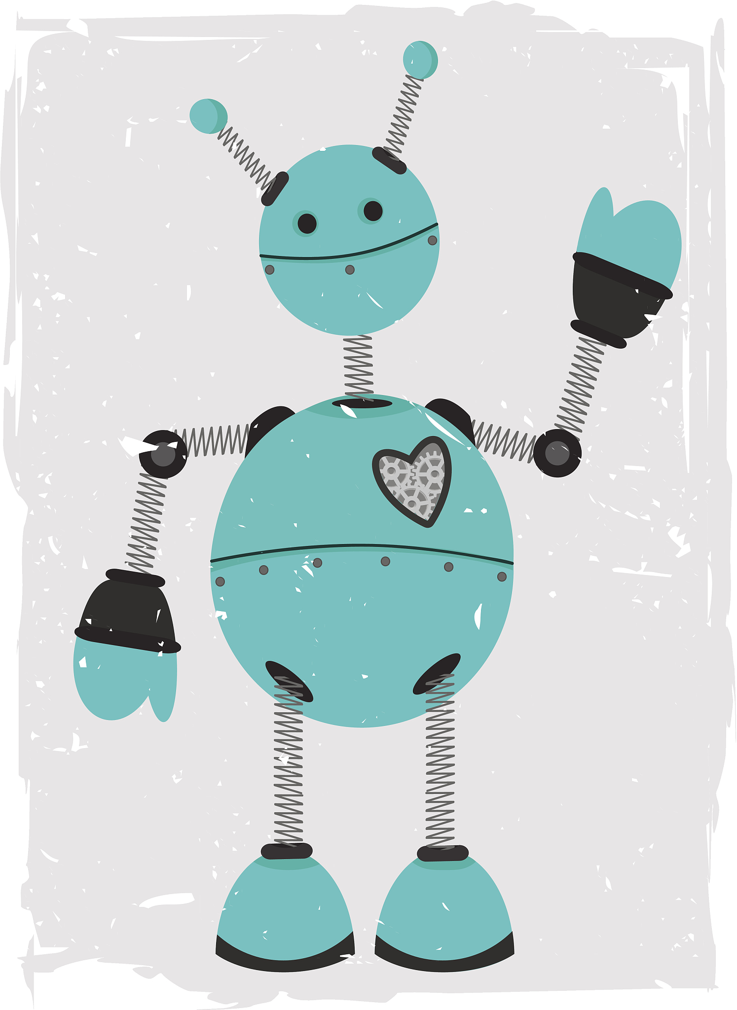round robot waving
