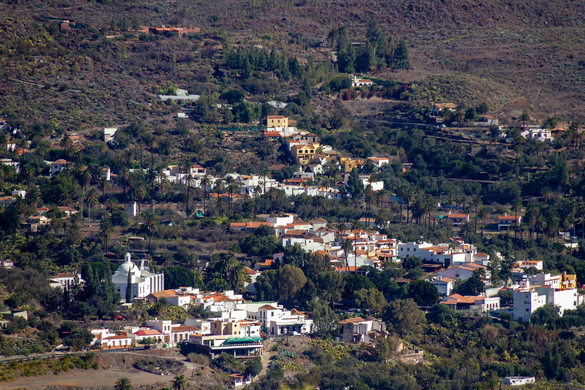village of fataga against the mountain