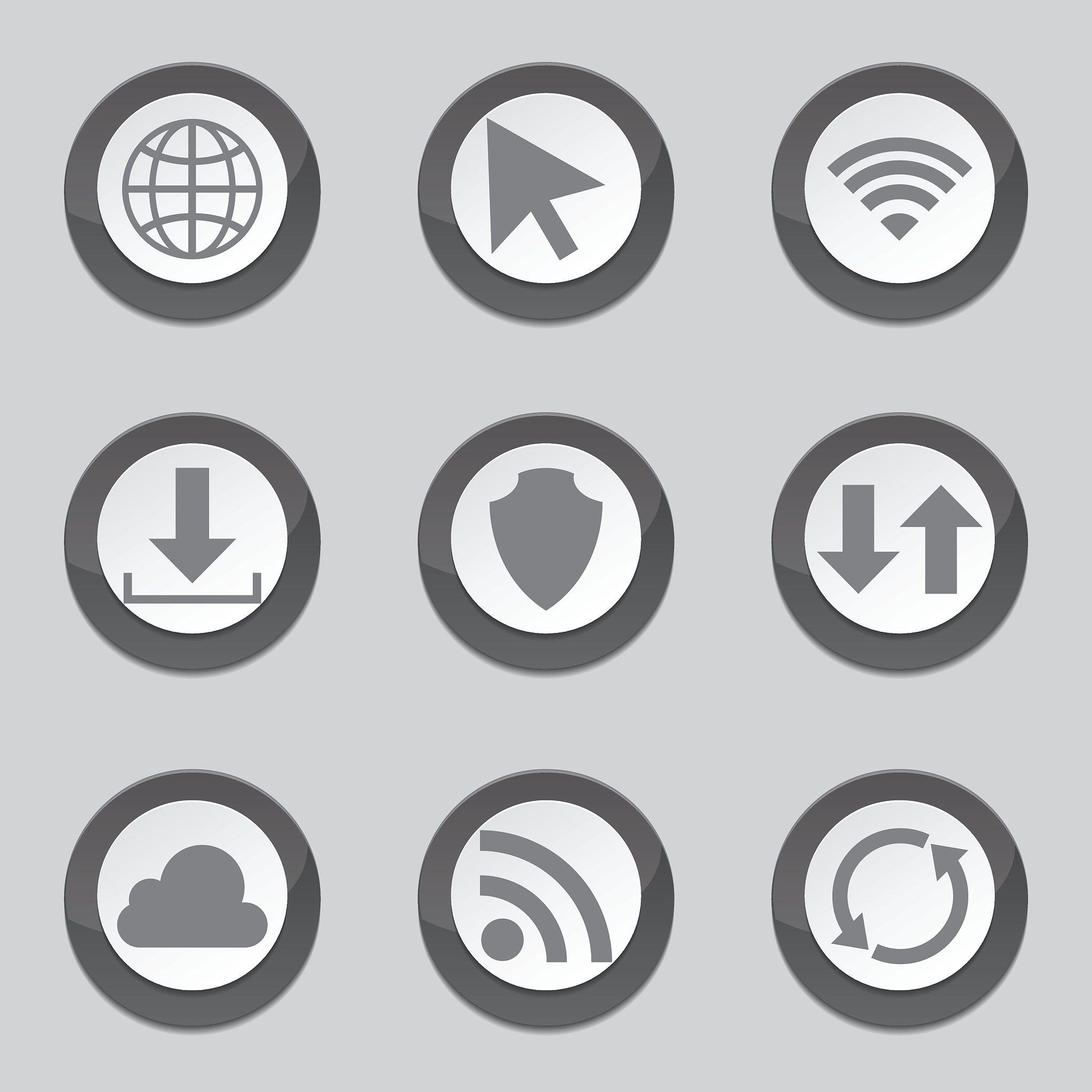 web internet social black vector button icon design set