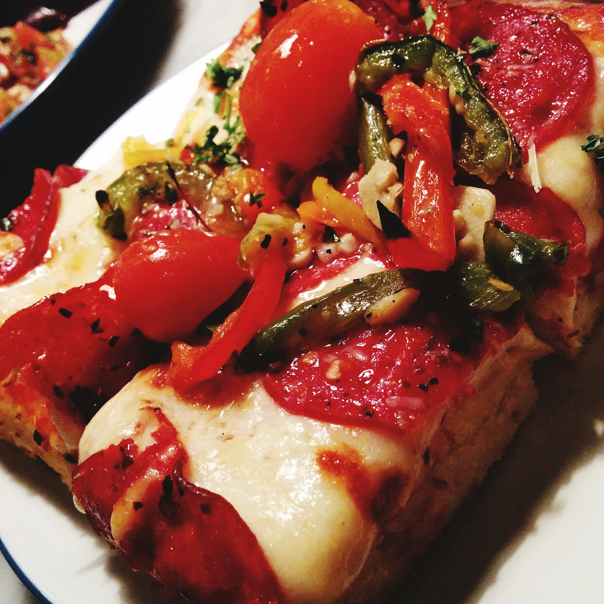 high angle view of pizza on plate