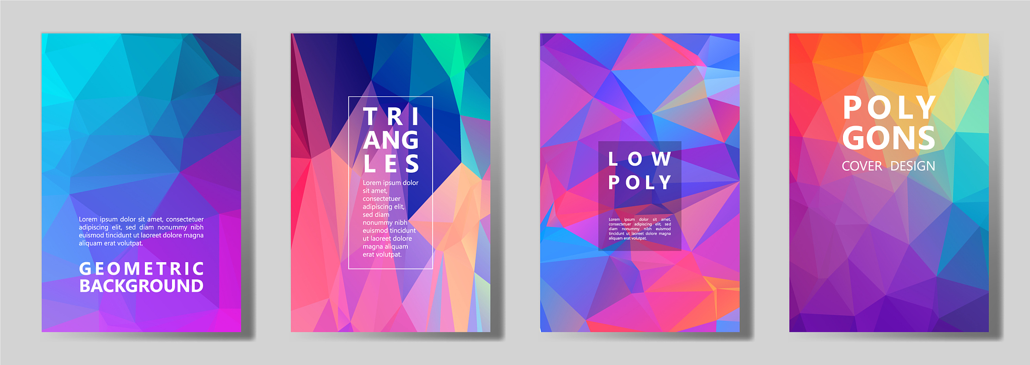 facet polygonal abstract cover pages low poly set