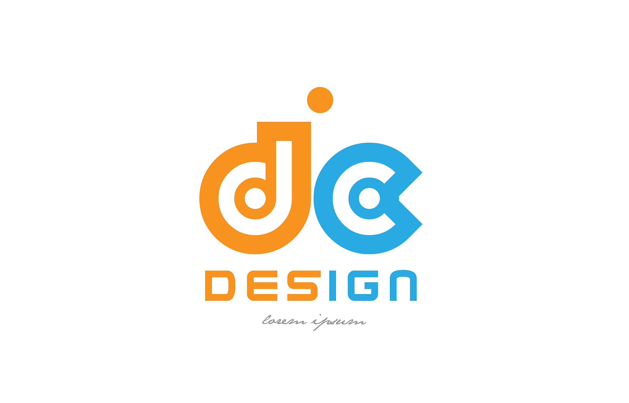 dc d c orange blue alphabet letter logo