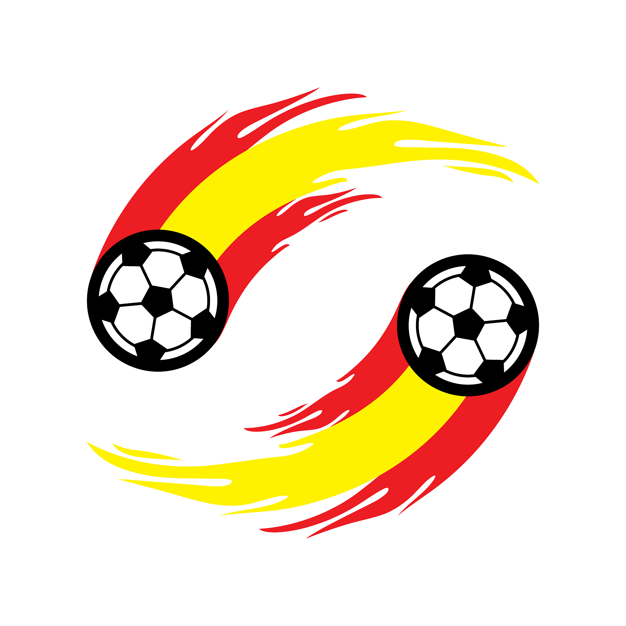 soccer or football with fire tail in spain flag.