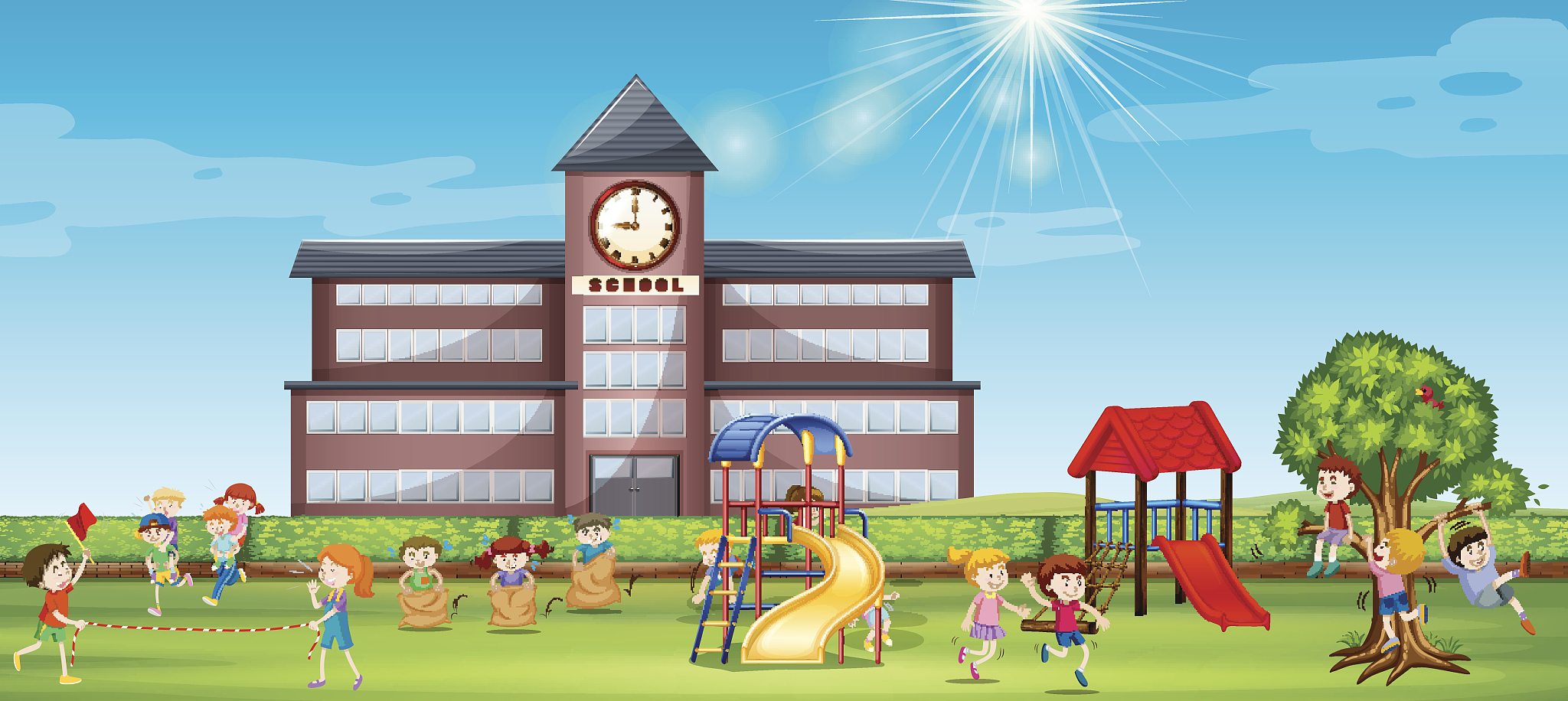 children playing at the school yard