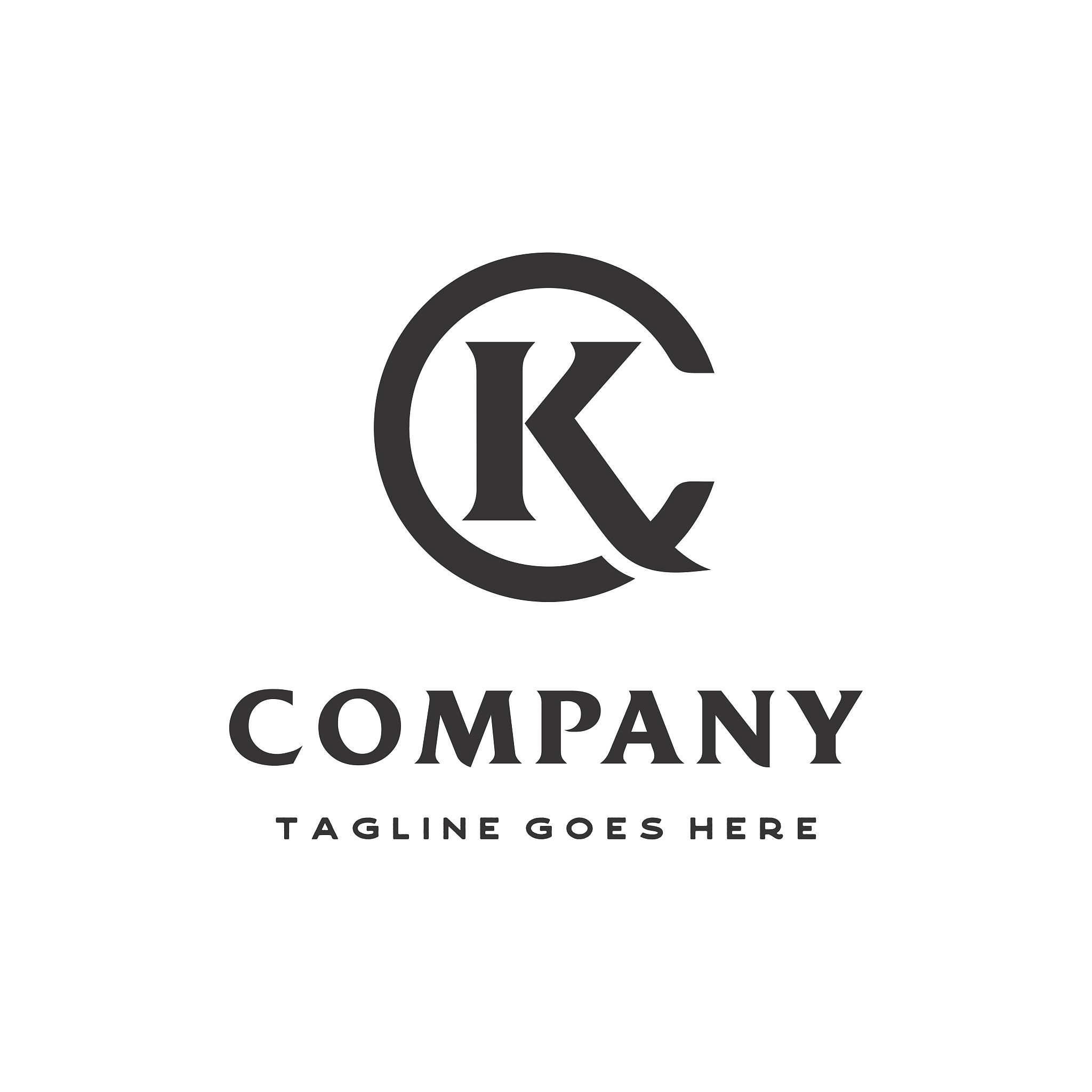 initials monogram letter c k, kc, ck, design
