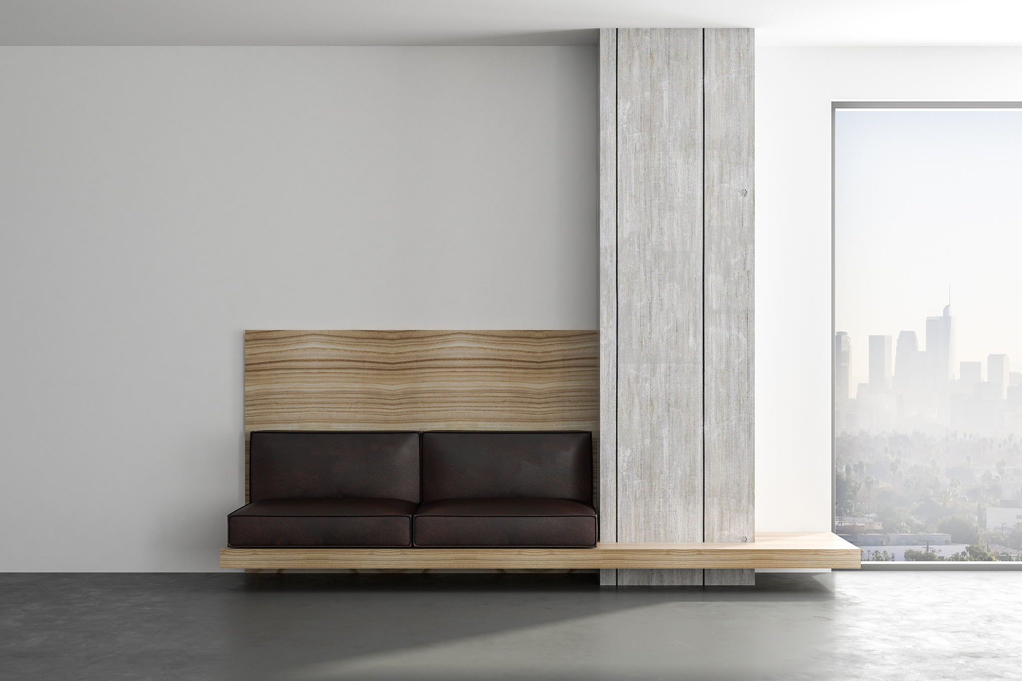 modern light minimalistic room with sofa