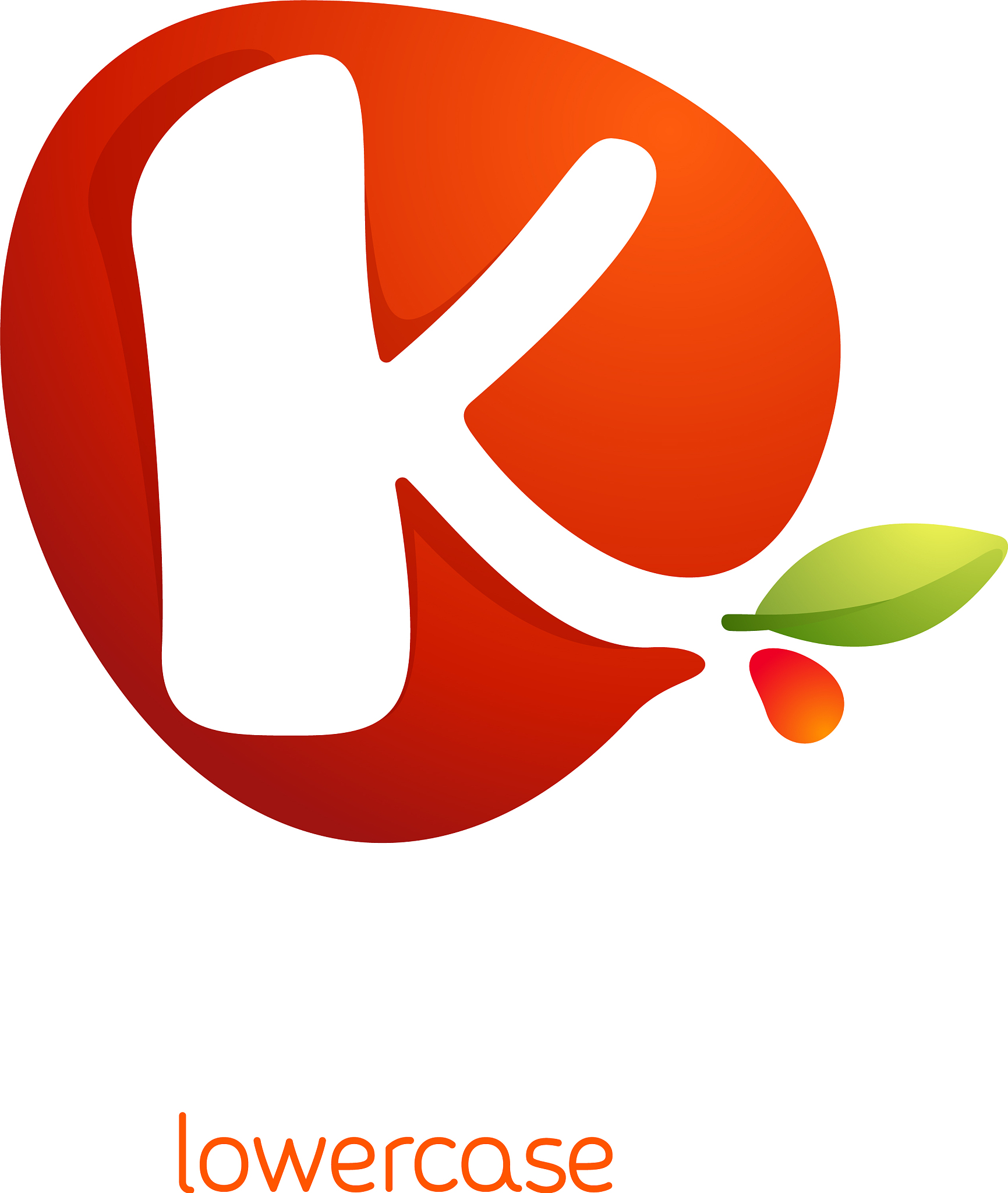 lowercase letter k logo in fresh juice splash
