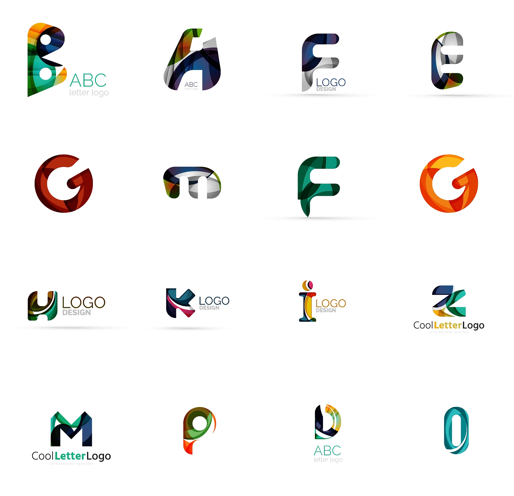 set of colorful abstract letter corporate logos