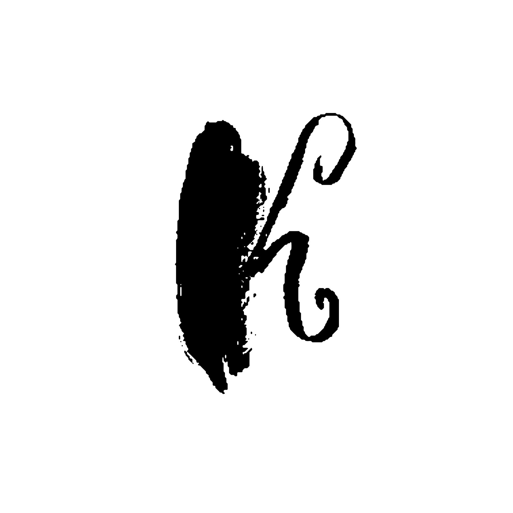 letter k handwritten by dry brush rough strokes