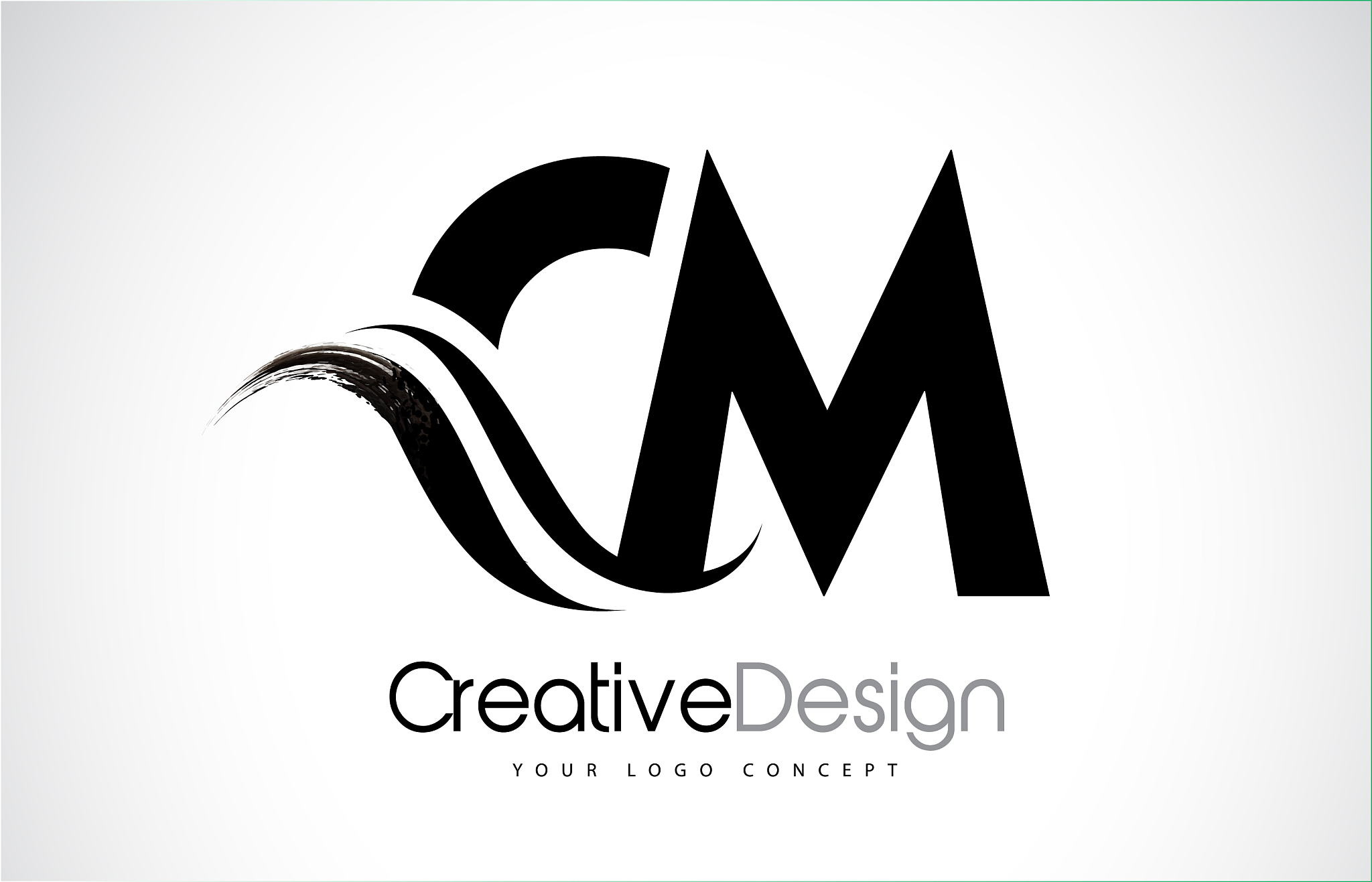 cm c m creative brush black letters design with
